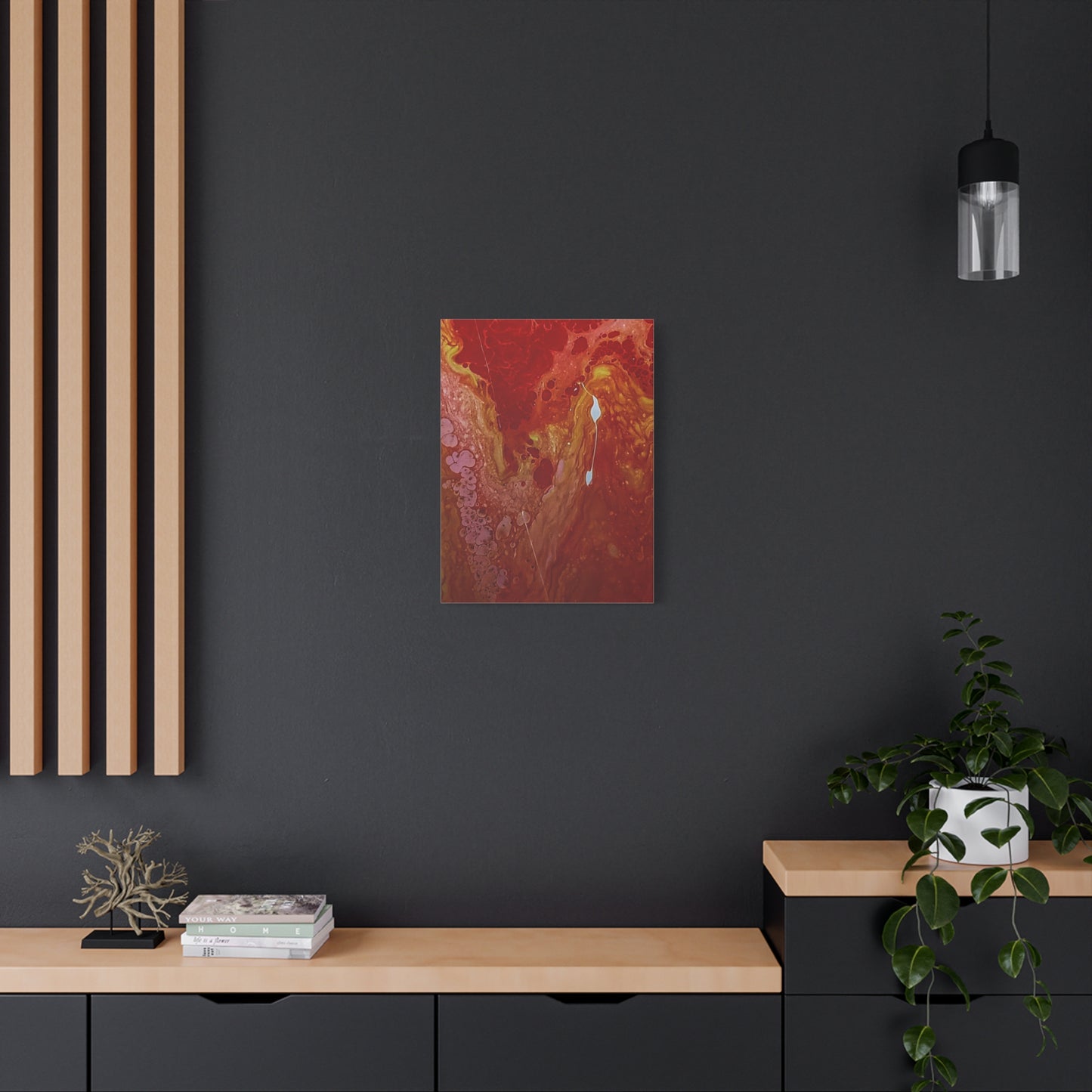 Abstract Red Fluid Art Canvas Print — Matte Stretched Wall Art