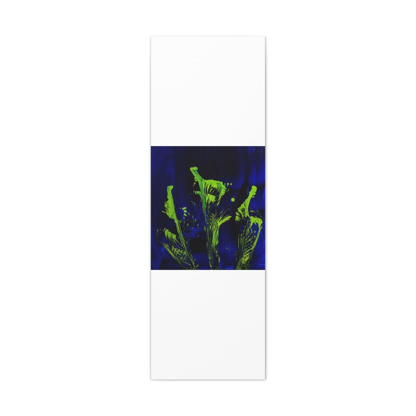 calla_lillies_pt.2 - Neon Floral Abstract Canvas Print — Blue & Lime Stretched Wall Art