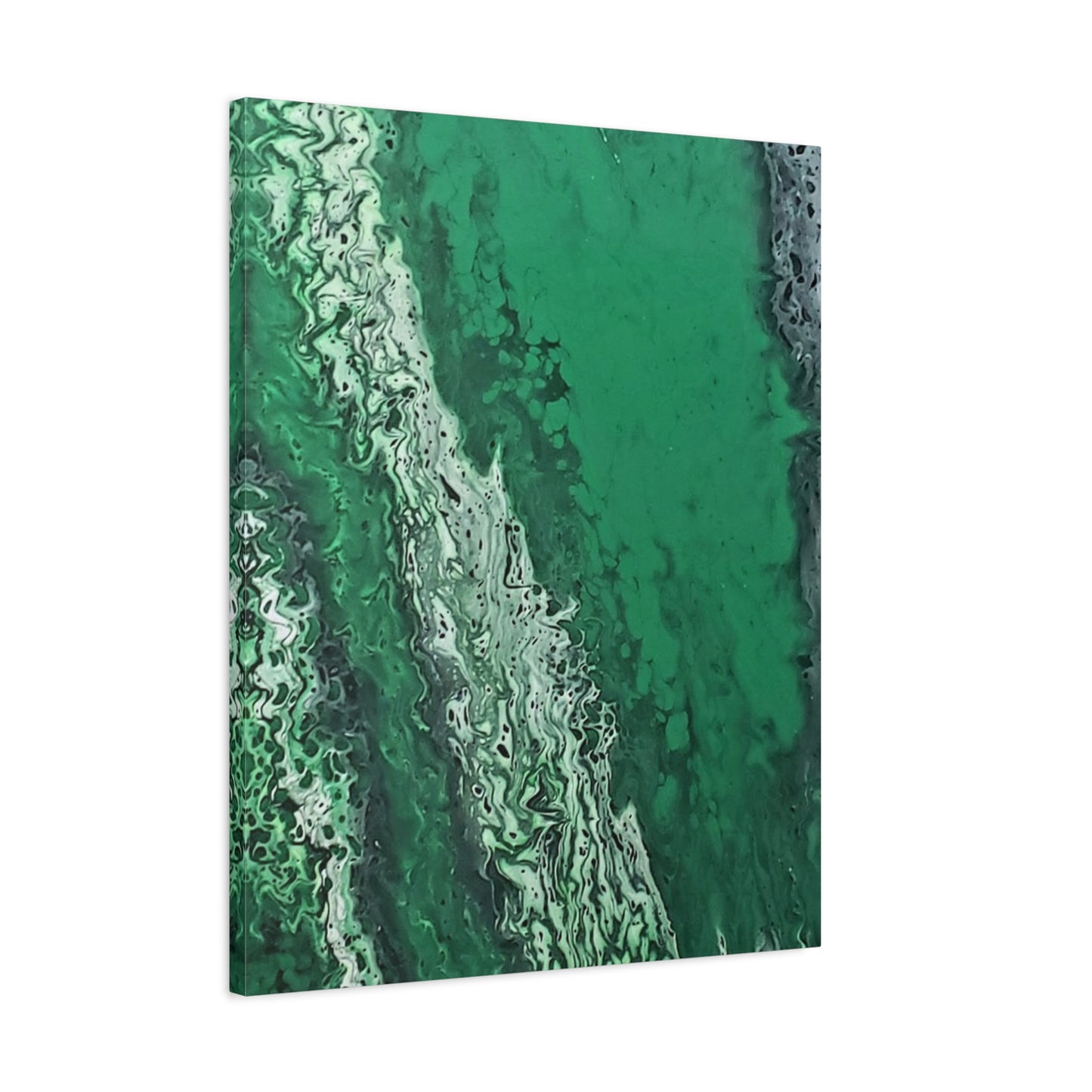 Emerald Wave Abstract Canvas Print — Matte Stretched Wall Art