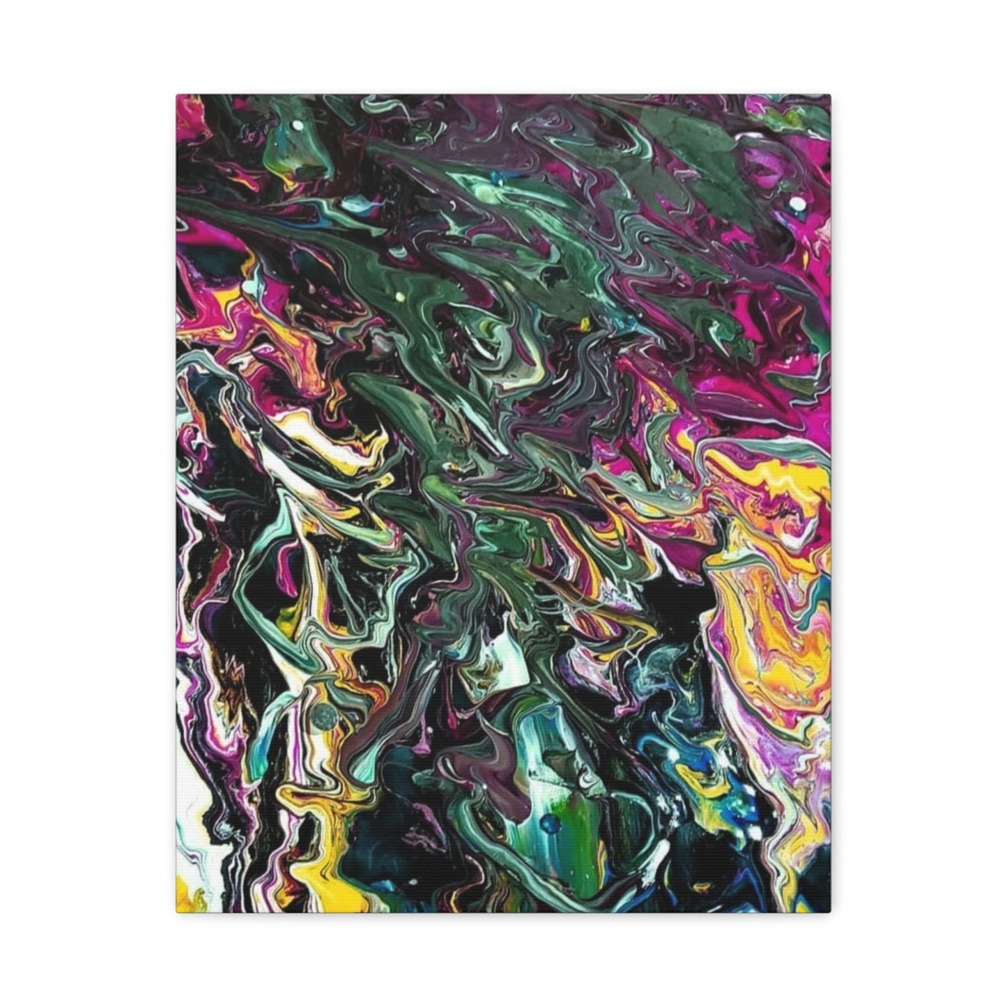 chaos in the garden - Abstract Fluid Art Matte Canvas Print - Colorful Swirl Wall Art