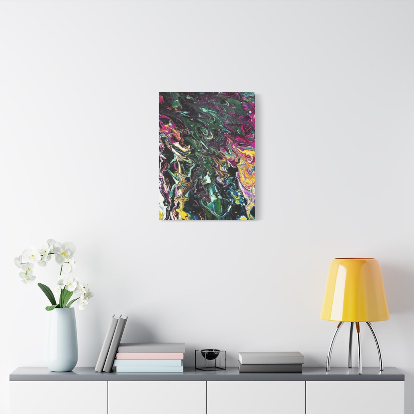 chaos in the garden - Abstract Fluid Art Matte Canvas Print - Colorful Swirl Wall Art