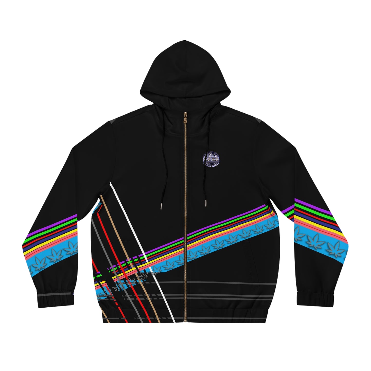 Men's Diagonal Rainbow Stripe Full-Zip Hoodie