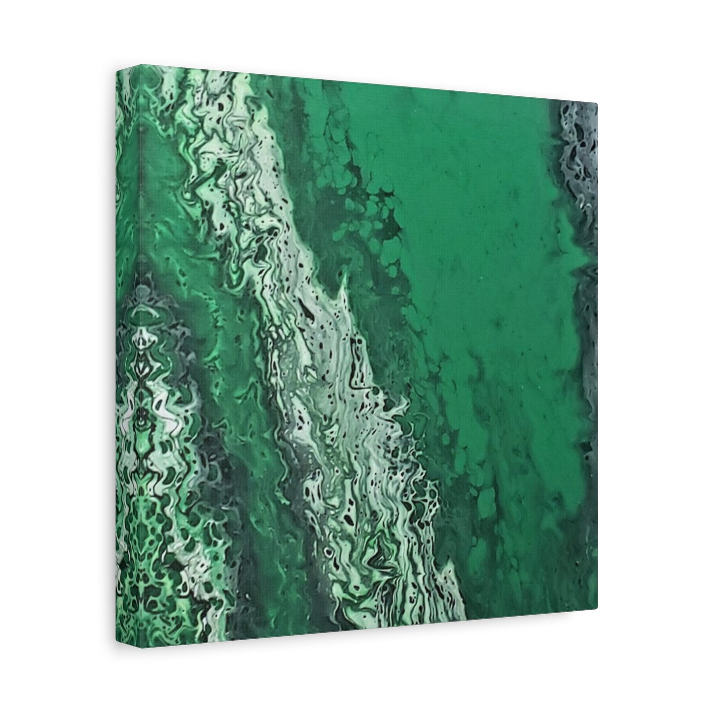 Emerald Wave Abstract Canvas Print — Matte Stretched Wall Art