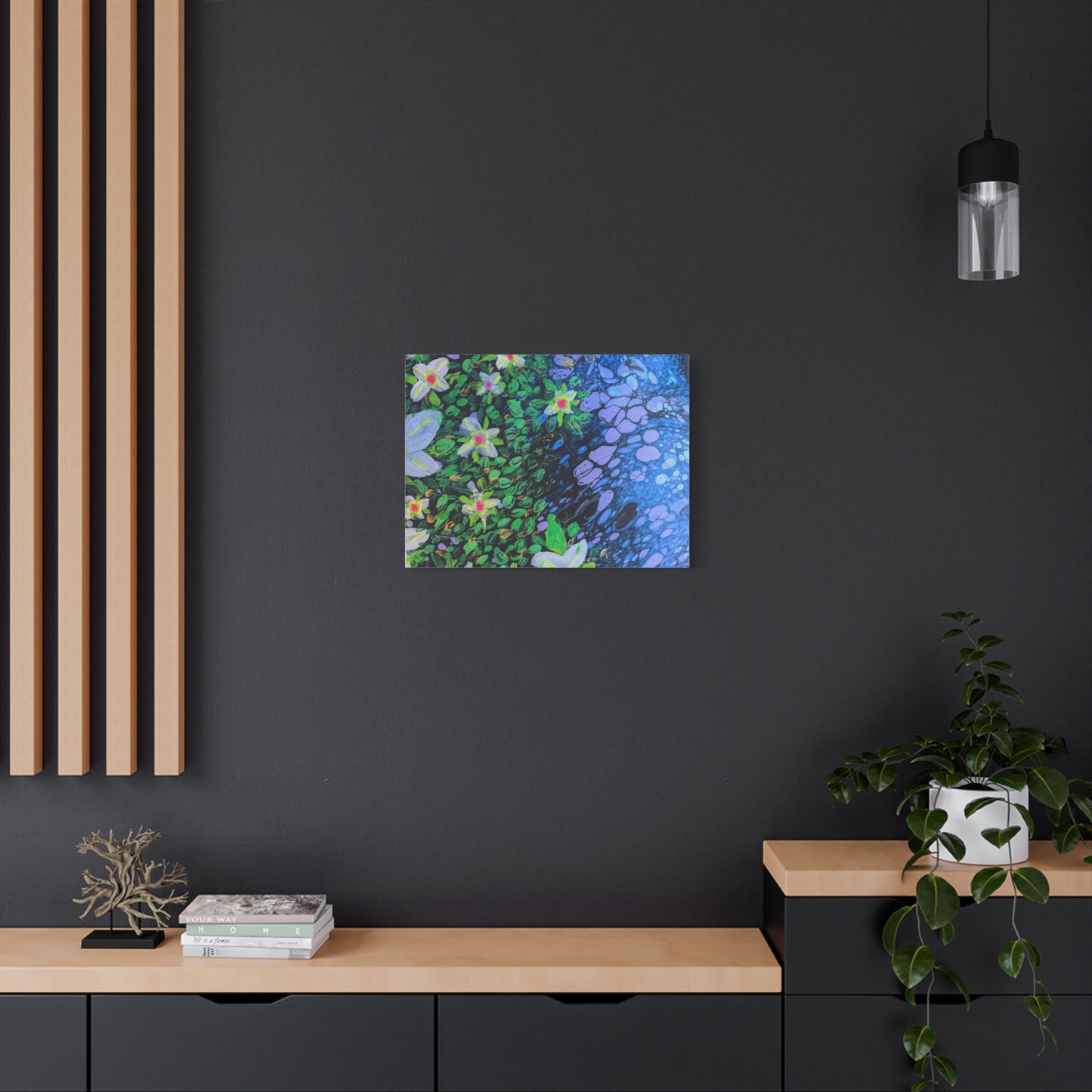 Floetrol&Flowers -  Reef Matte Canvas Wall Art — Blue & Green Abstract Flower Painting