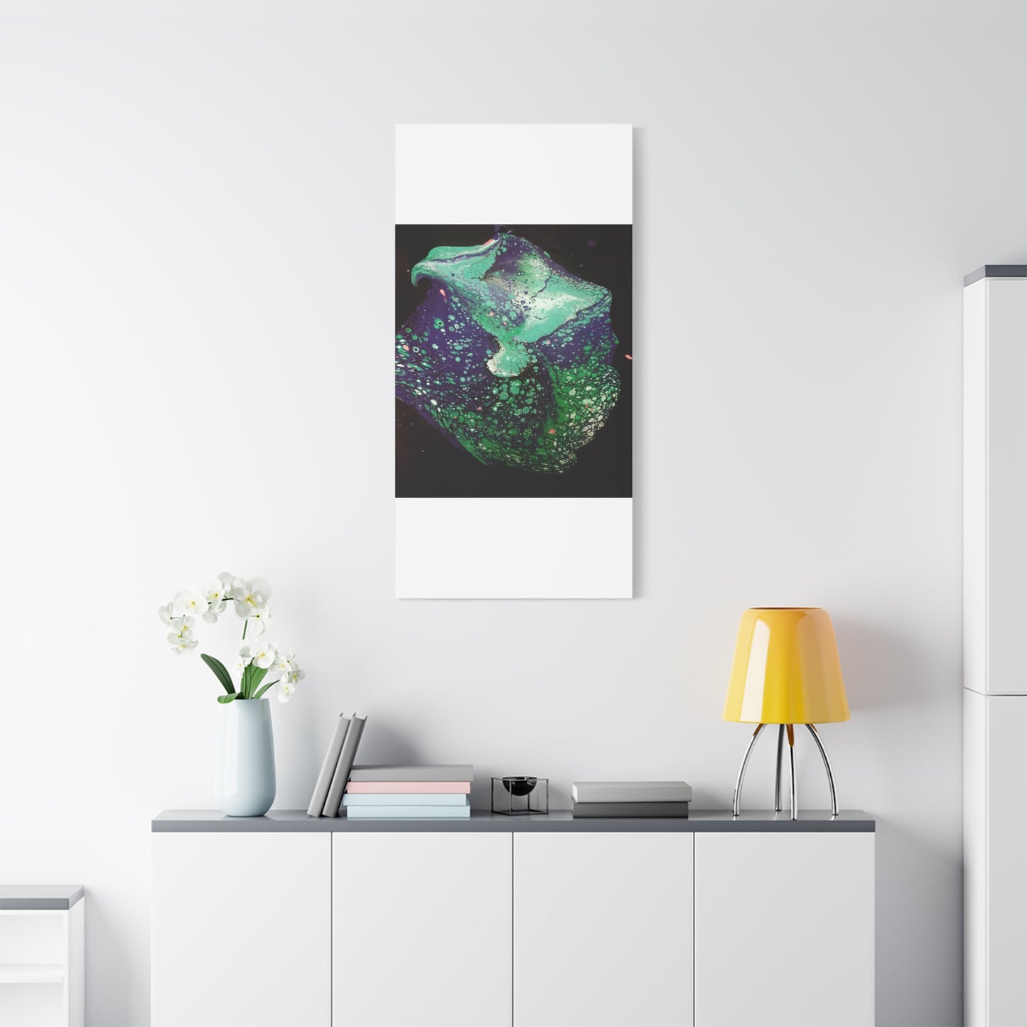 Abstract Green & Teal Fluid Art Canvas Print - Matte Stretched Wall Art