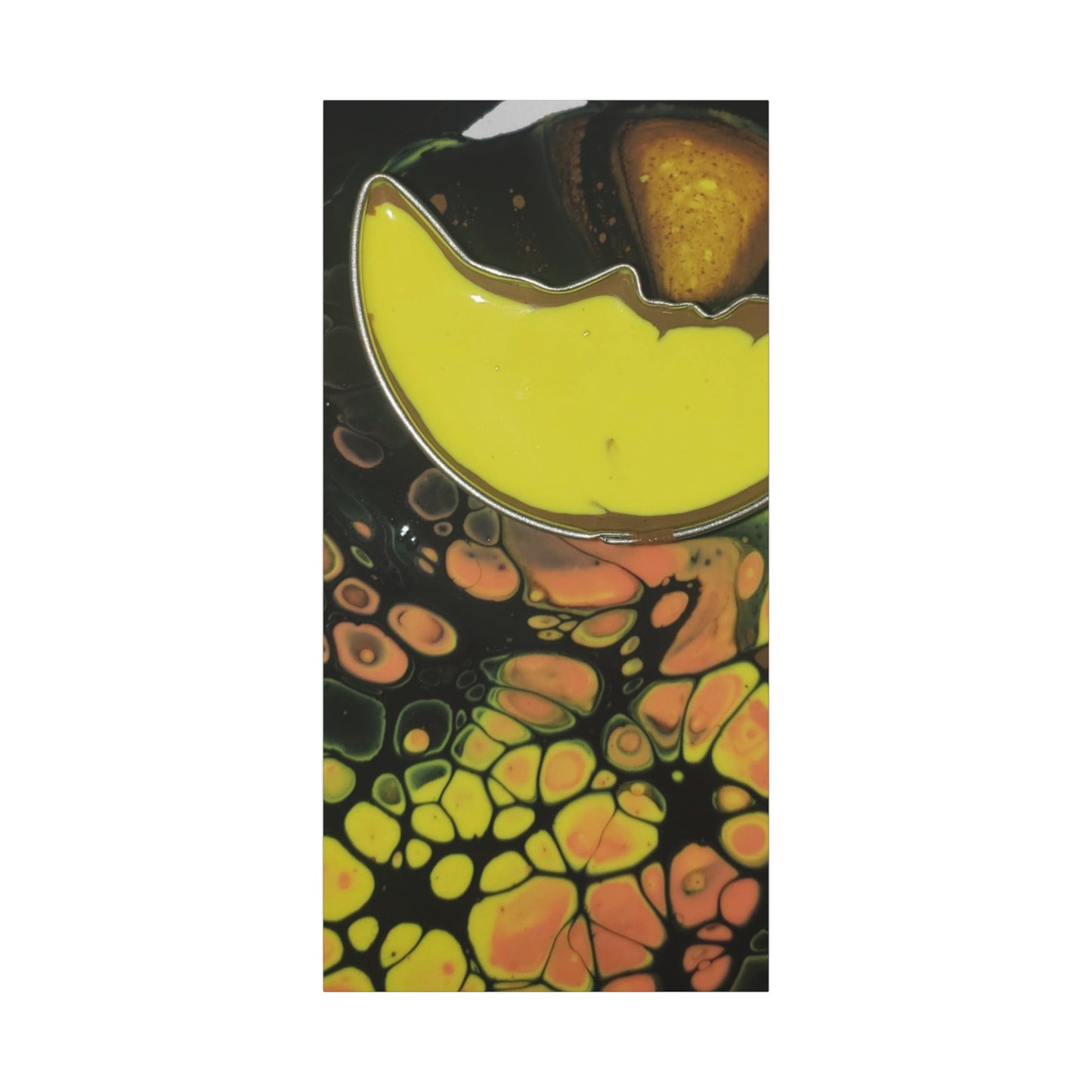 Abstract Fluid Art Canvas Print — Yellow & Black Cell Pour