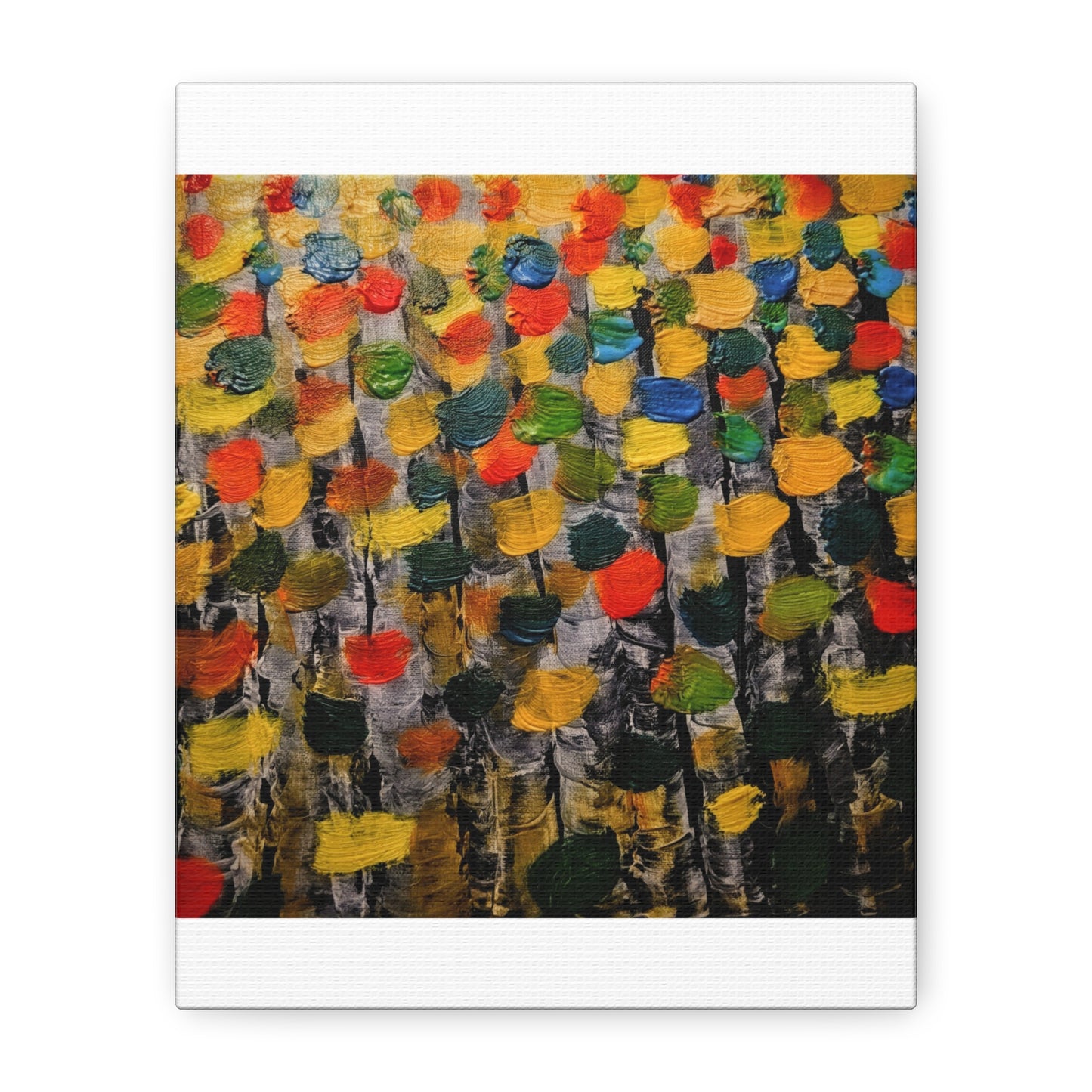 birch trees with color strokes - Abstract Color Bloom Matte Canvas Wall Art — Stretched 1.25"