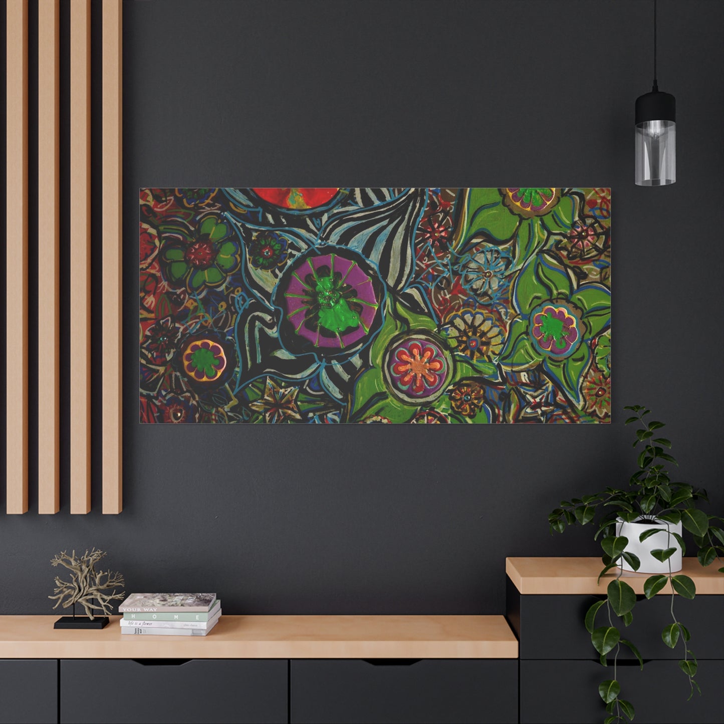 Urban_gardening-03 - Psychedelic Floral Canvas Print — Vibrant Abstract Garden Wall Art