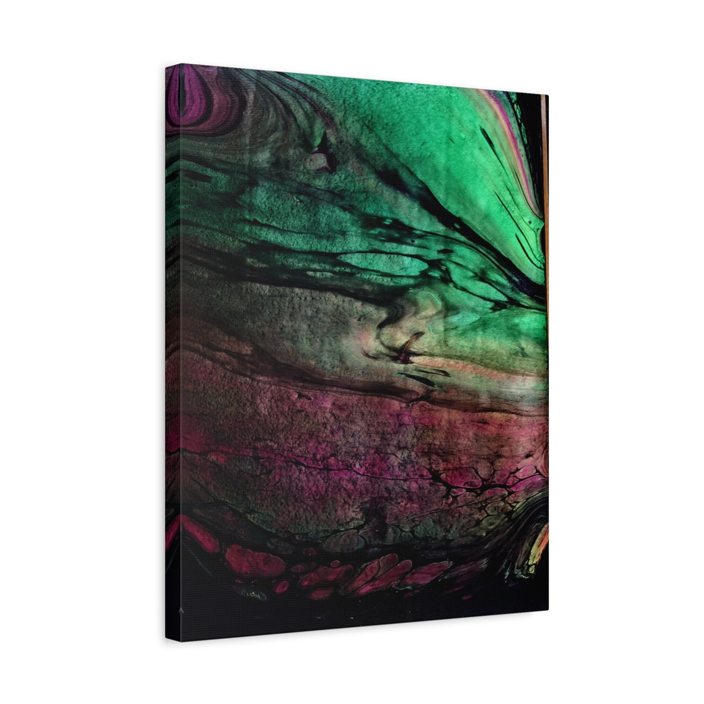flame tempered pour - Abstract Teal & Magenta Canvas Wall Art — Matte Stretched 1.25"