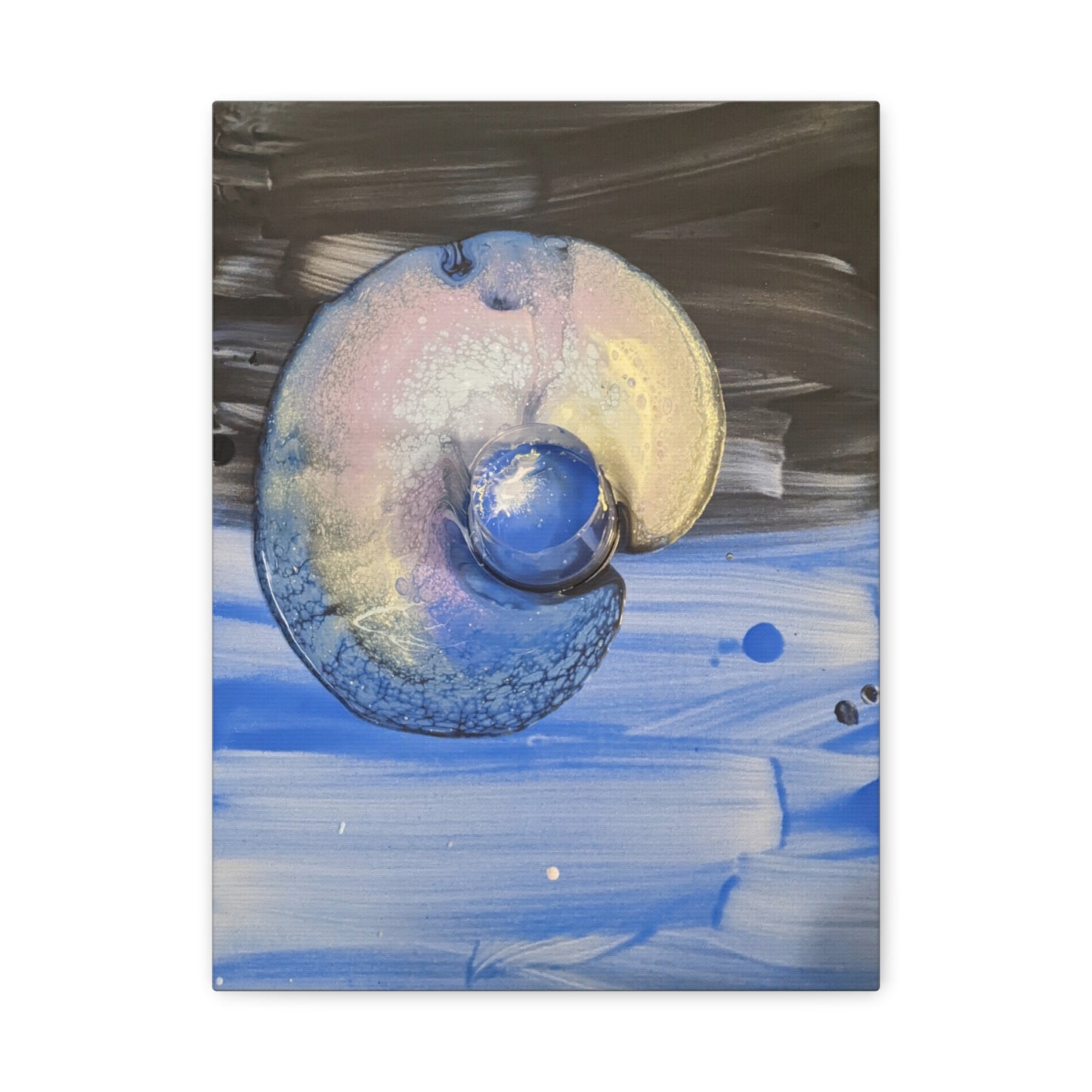 the nautilus - Abstract Blue Spiral Matte Canvas Art - Nautical Coastal Wall Decor