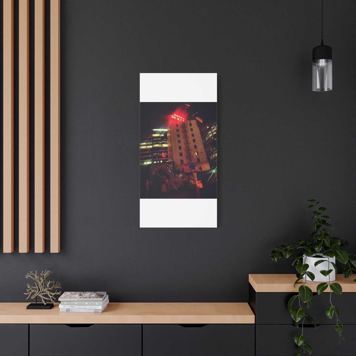 Hotel DeAnza - City Nightscape Canvas Print — Urban Street Art Building Matte Stretched 1.25"