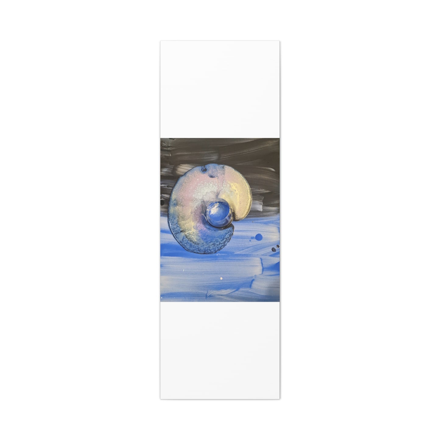 the nautilus - Abstract Blue Spiral Matte Canvas Art - Nautical Coastal Wall Decor