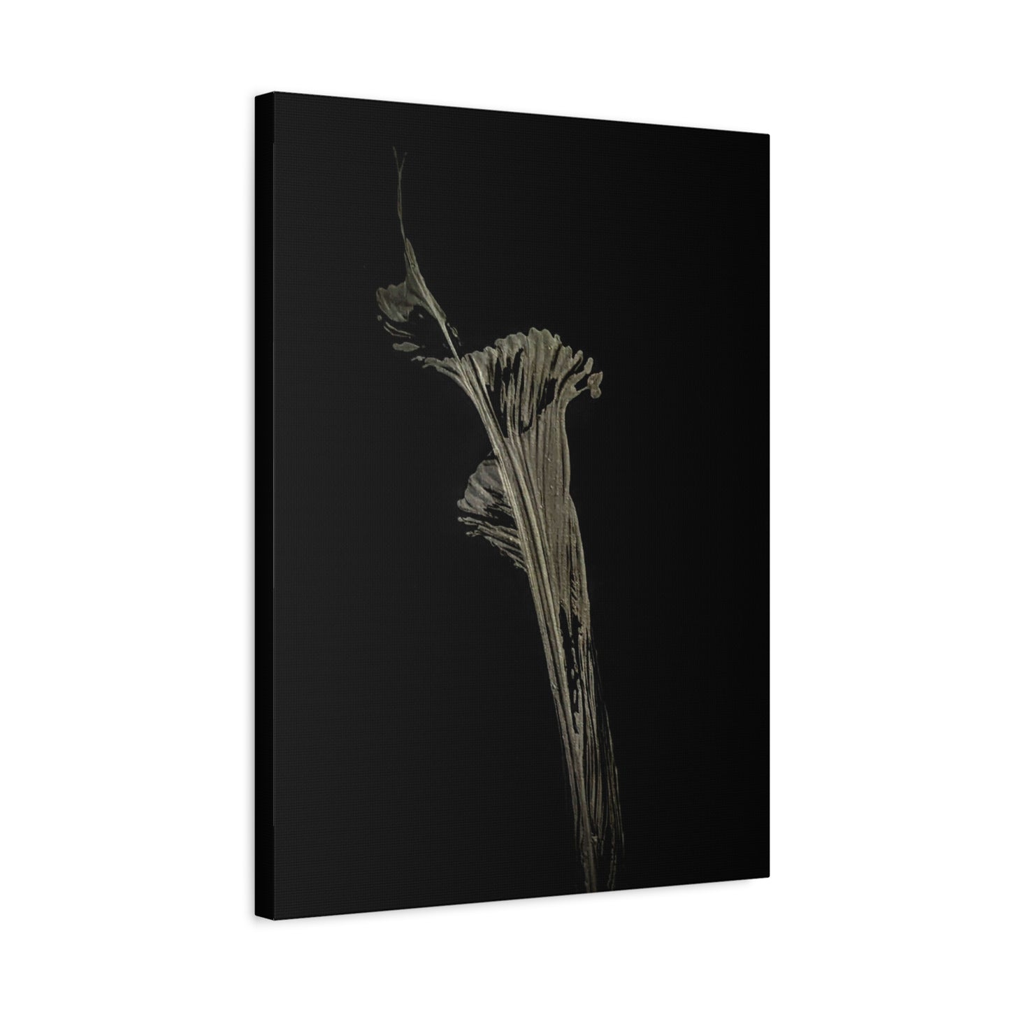 Calla Lilly - Minimalist Botanical Canvas Print — Monochrome Flower Art on Black Matte