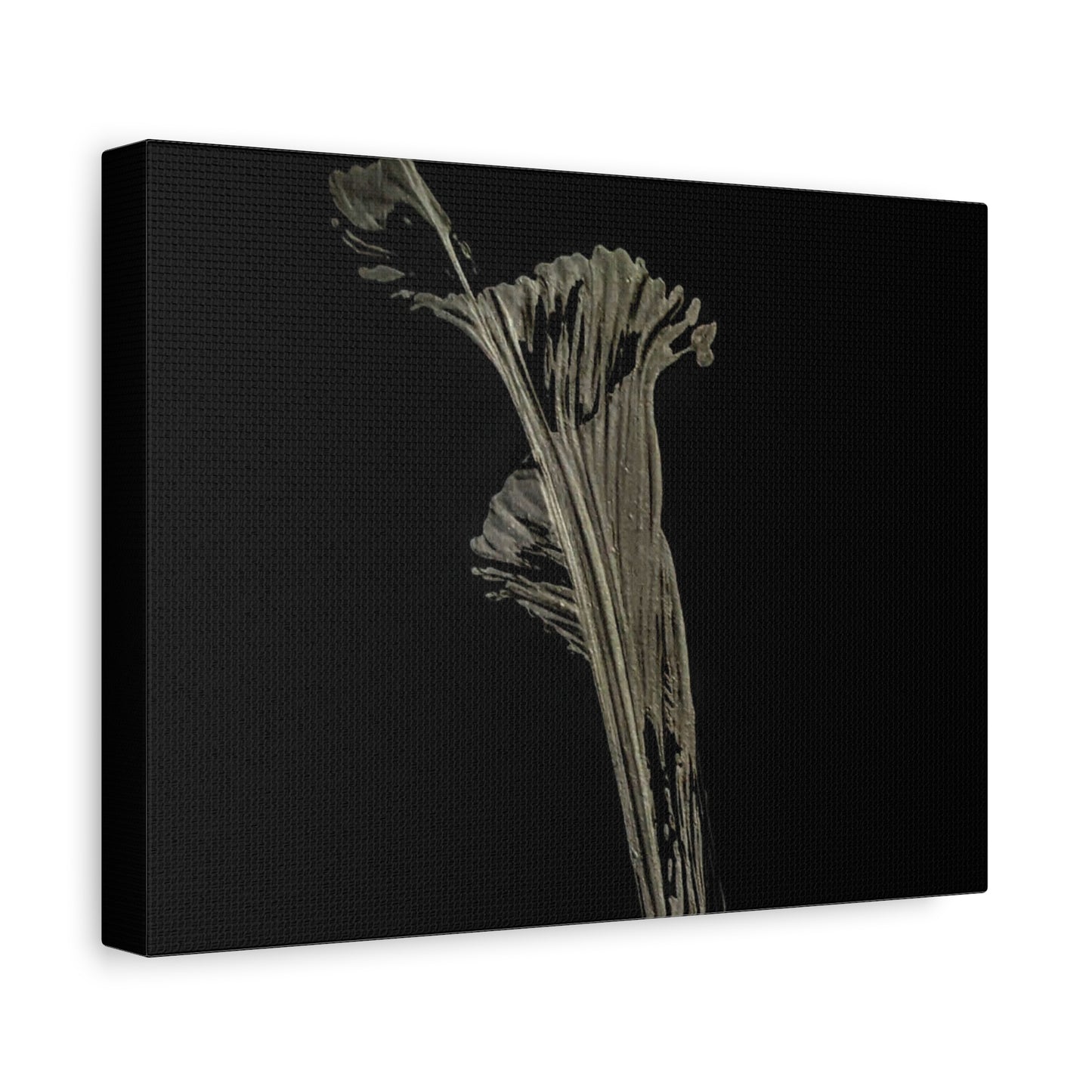 Calla Lilly - Minimalist Botanical Canvas Print — Monochrome Flower Art on Black Matte