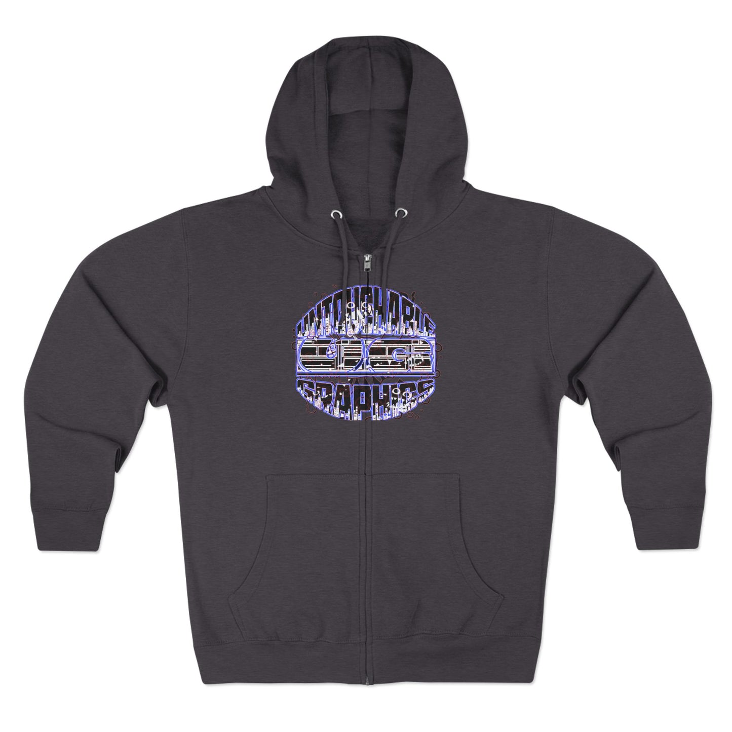 UG-logo - Zip Hoodie with Abstract Cyber Circuit Circle Graphic