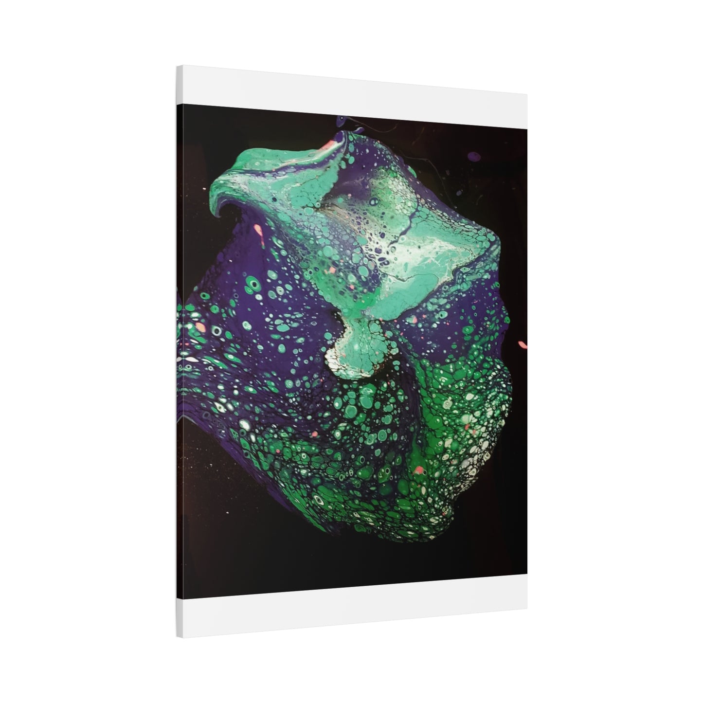 Abstract Green & Teal Fluid Art Canvas Print - Matte Stretched Wall Art