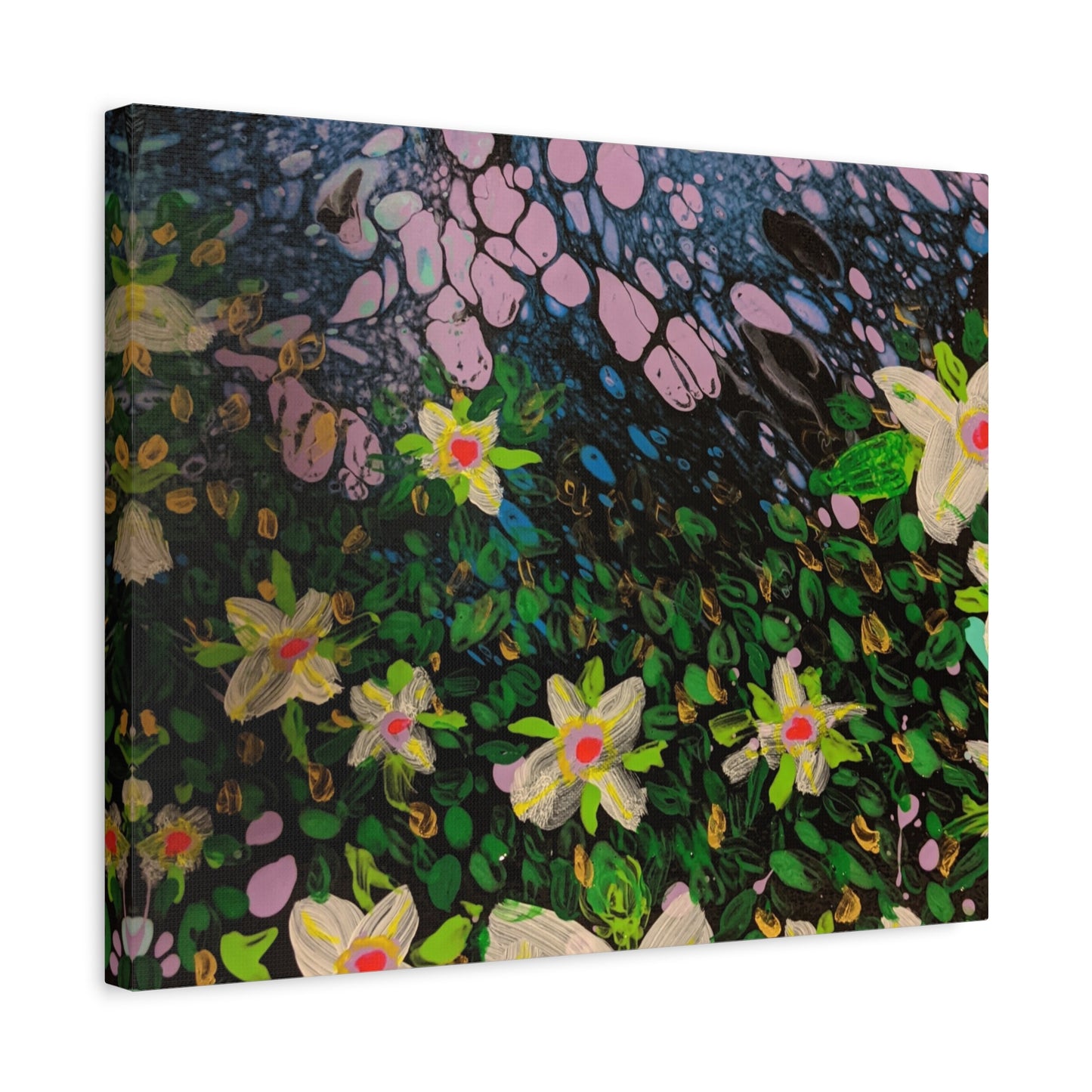 Floetrol&Flowers - Night Pour Garden Matte Canvas Print — Stretched Wall Art