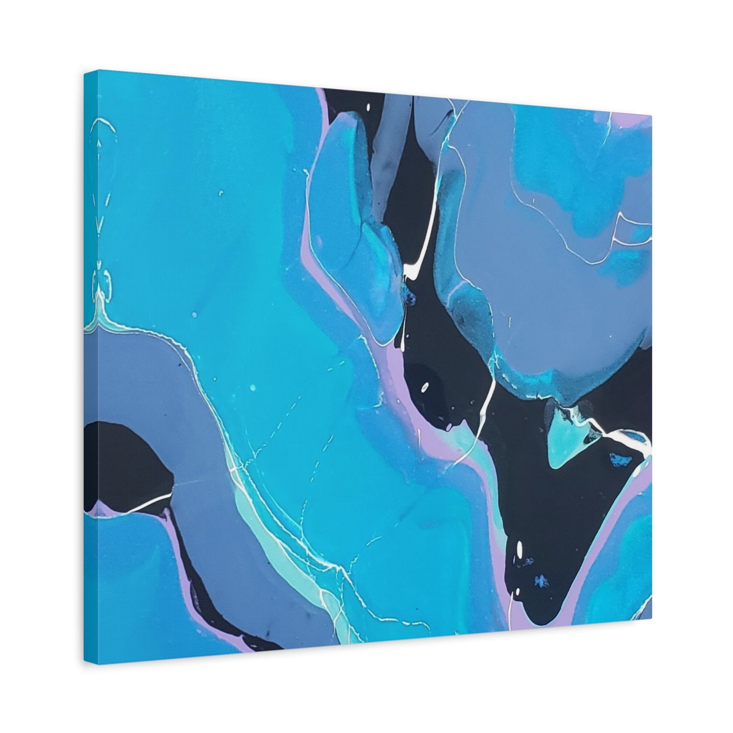 Abstract Blue Fluid Art Canvas Print — Matte Stretched Wall Art 1.25"