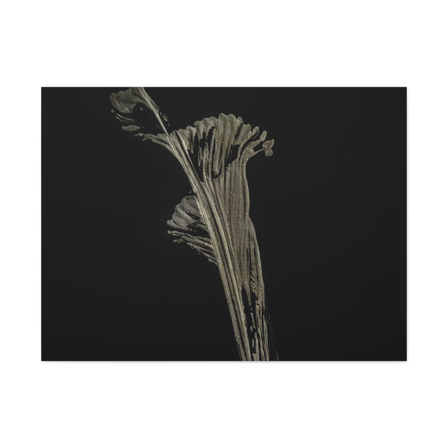 Calla Lilly - Minimalist Botanical Canvas Print — Monochrome Flower Art on Black Matte