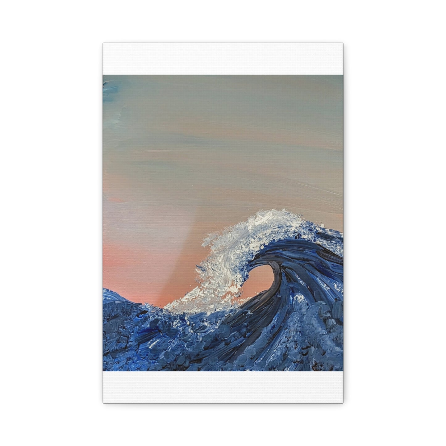 California_Coast - Ocean Wave Canvas Art — Blue Wave Seascape Matte Stretched Canvas