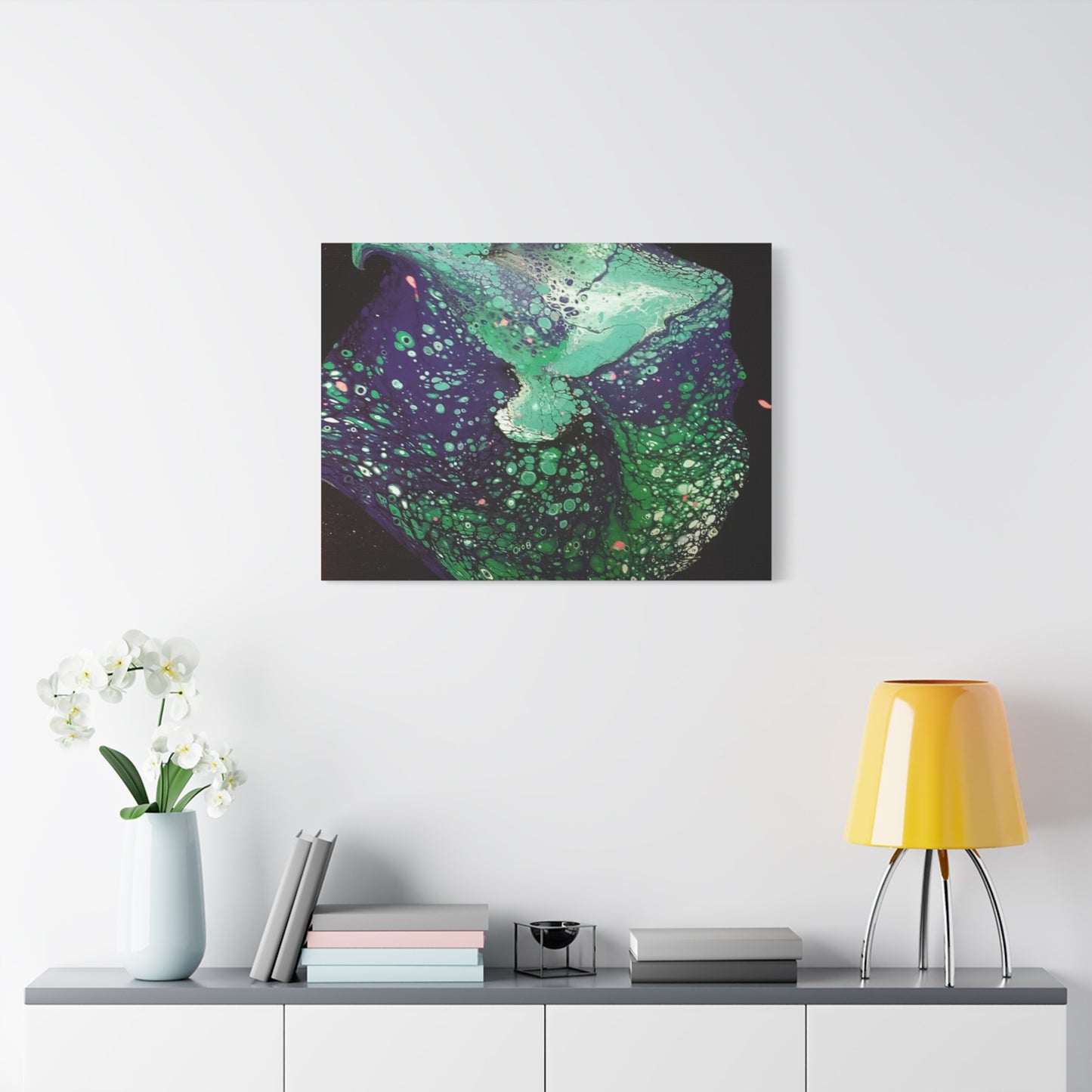 Abstract Green & Teal Fluid Art Canvas Print - Matte Stretched Wall Art
