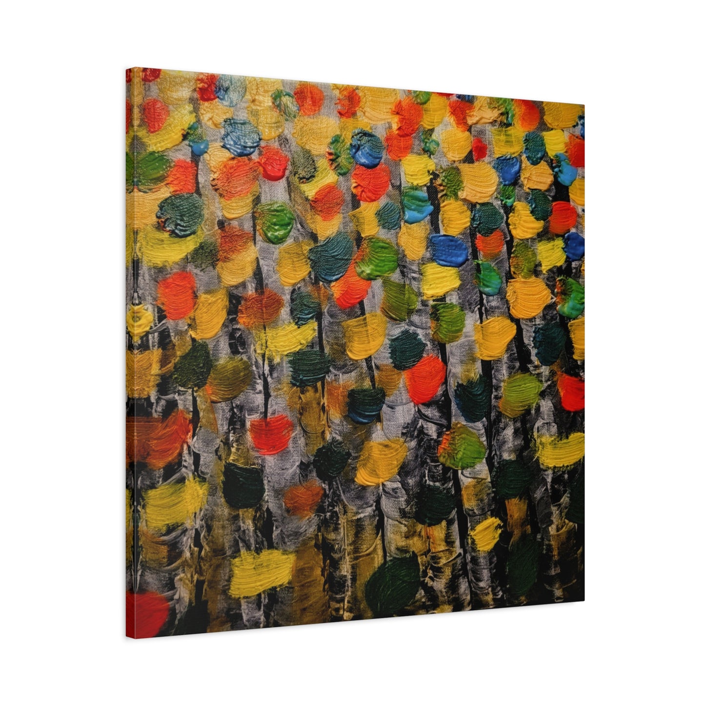 birch trees with color strokes - Abstract Color Bloom Matte Canvas Wall Art — Stretched 1.25"