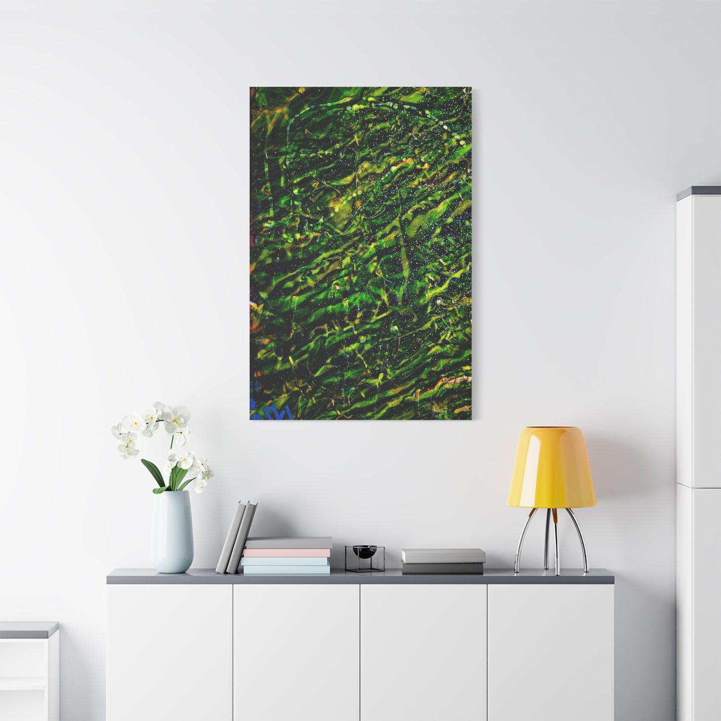 Confessions - Abstract Green Texture Canvas - Matte Stretched Wall Art