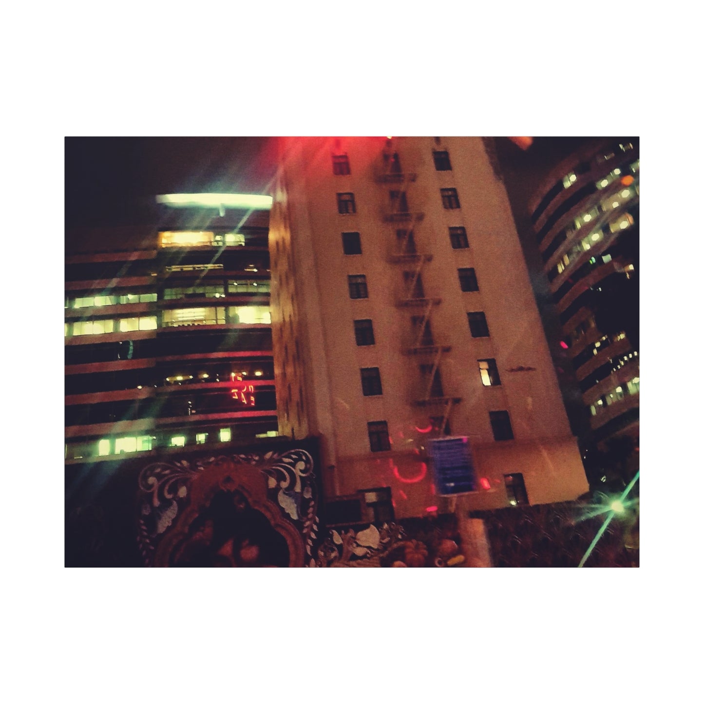 Hotel DeAnza - City Nightscape Canvas Print — Urban Street Art Building Matte Stretched 1.25"