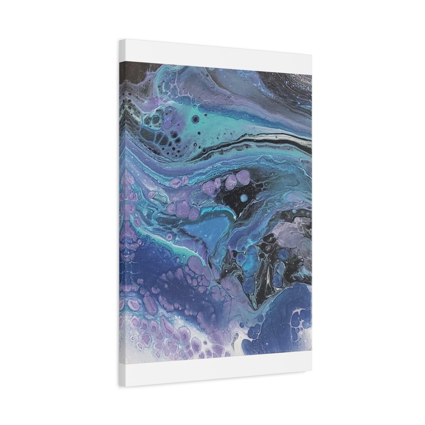 Abstract Ocean Wave Matte Canvas Print — Blue & Purple Fluid Art, Stretched 1.25"