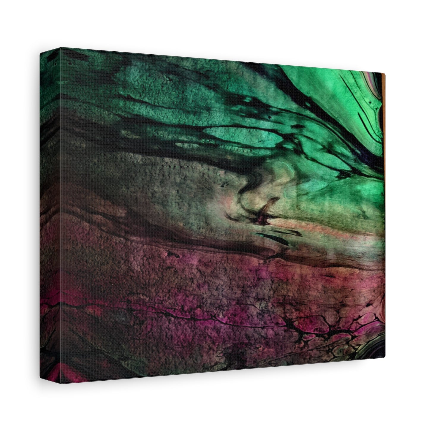 flame tempered pour - Abstract Teal & Magenta Canvas Wall Art — Matte Stretched 1.25"