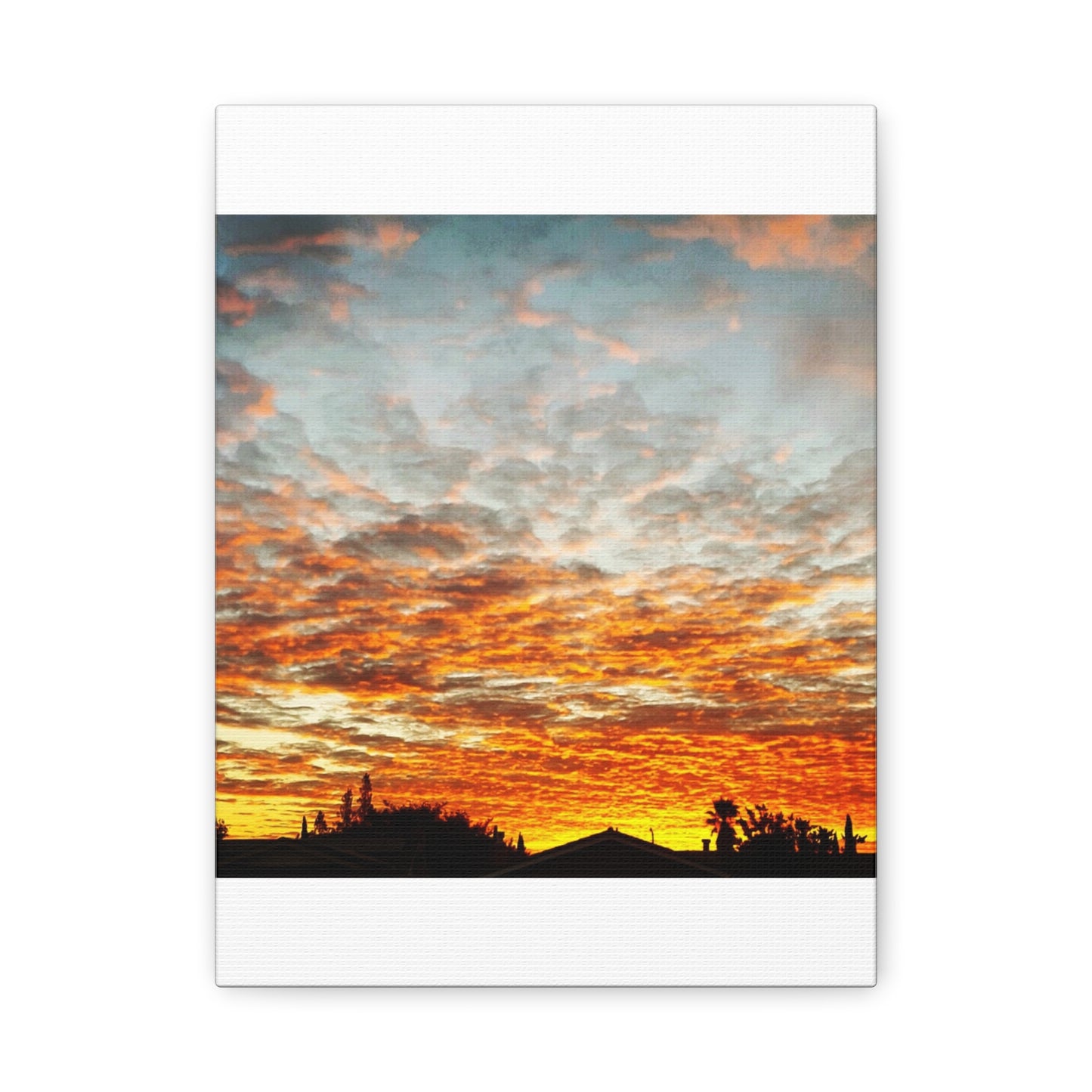 Sunset Sky Canvas Print — Orange Cloudscape Matte Stretched Wall Art