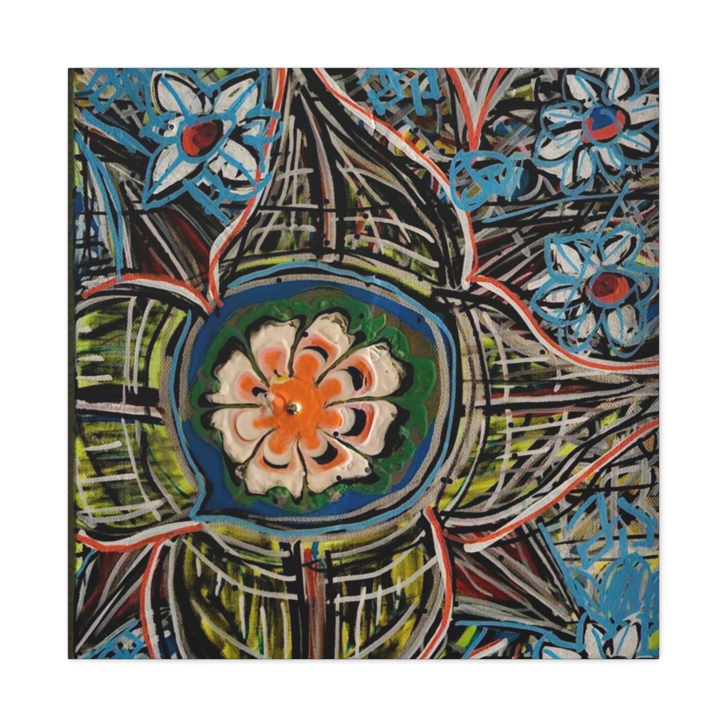 urban_gardening_02 - Abstract Floral Mandala Matte Canvas Print (Stretched 1.25")
