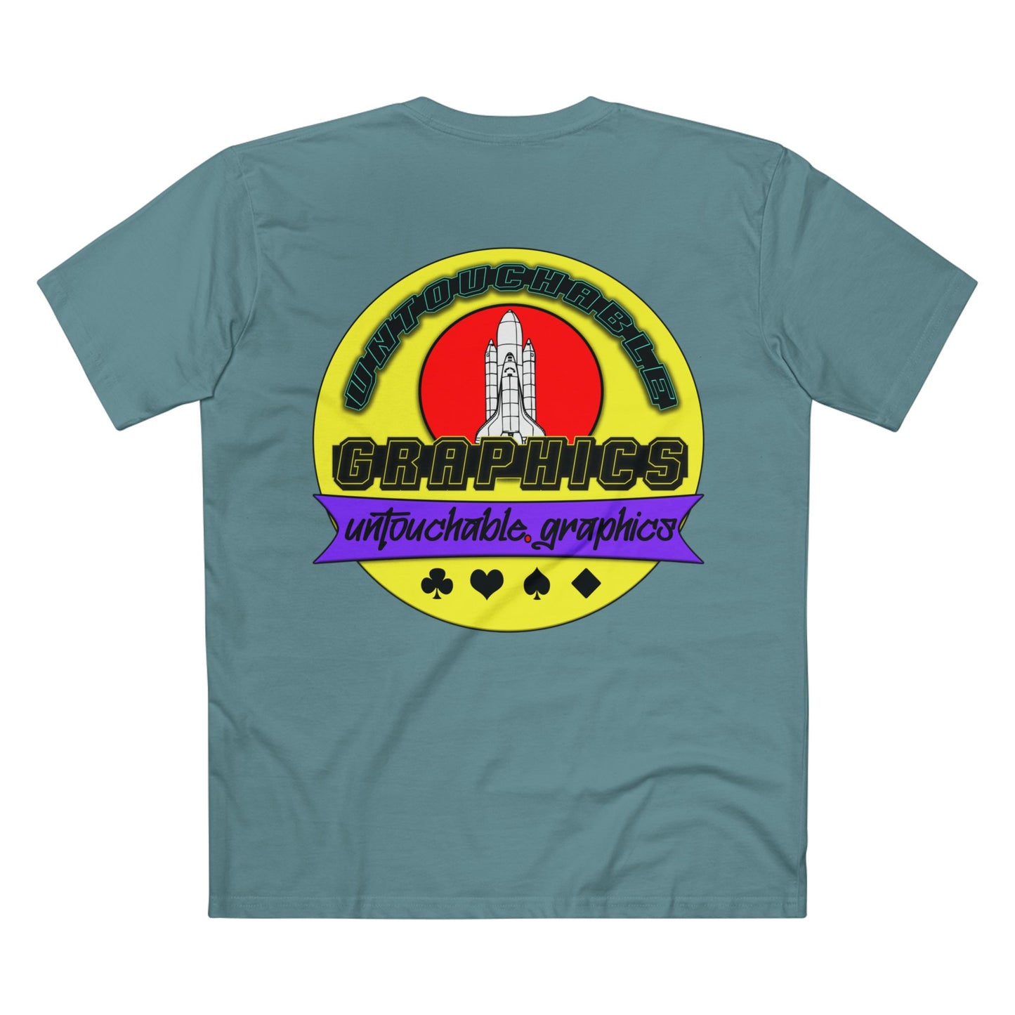 UFO Chest Pocket Tee — Retro Rocket Back Graphic Shirt