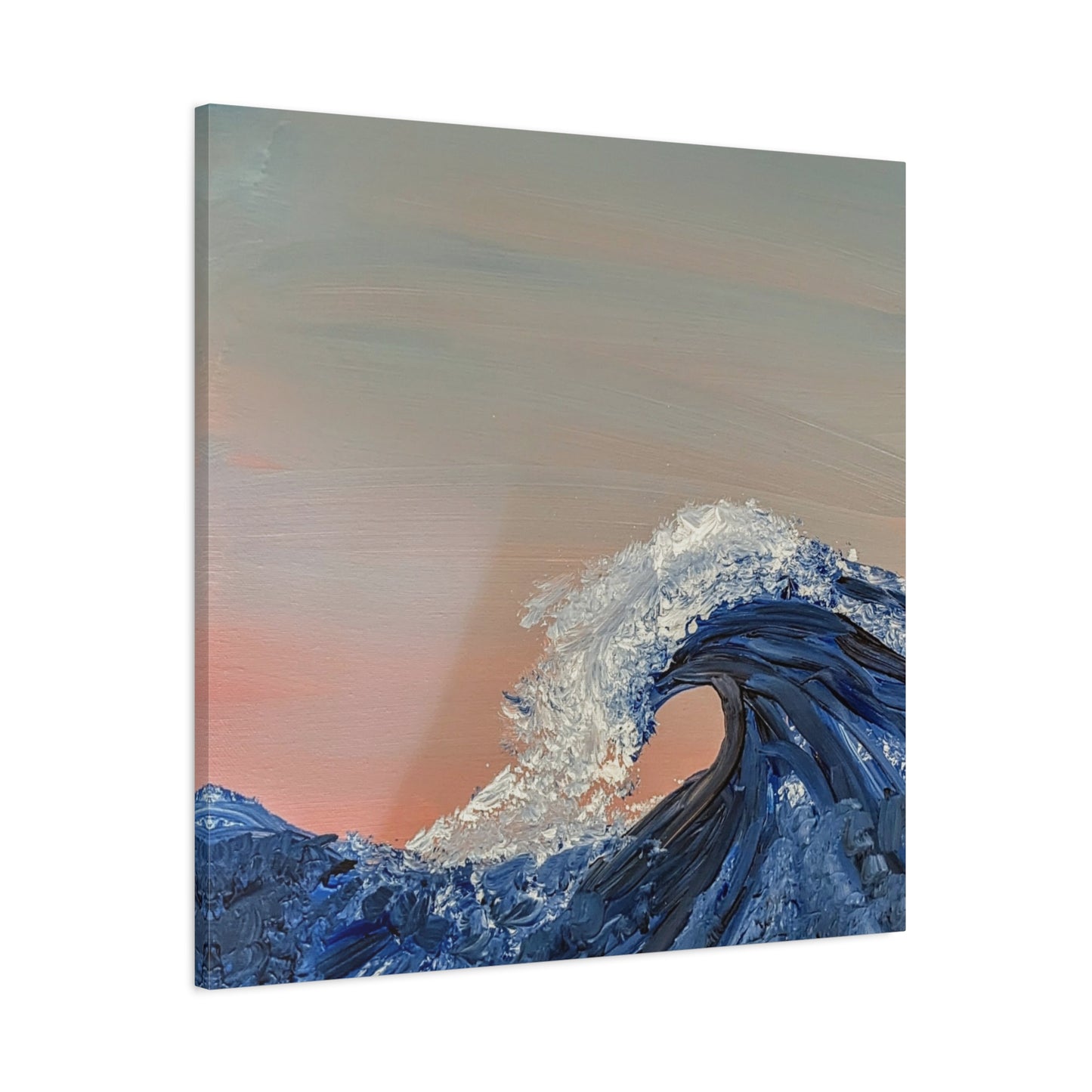 California_Coast - Ocean Wave Canvas Art — Blue Wave Seascape Matte Stretched Canvas