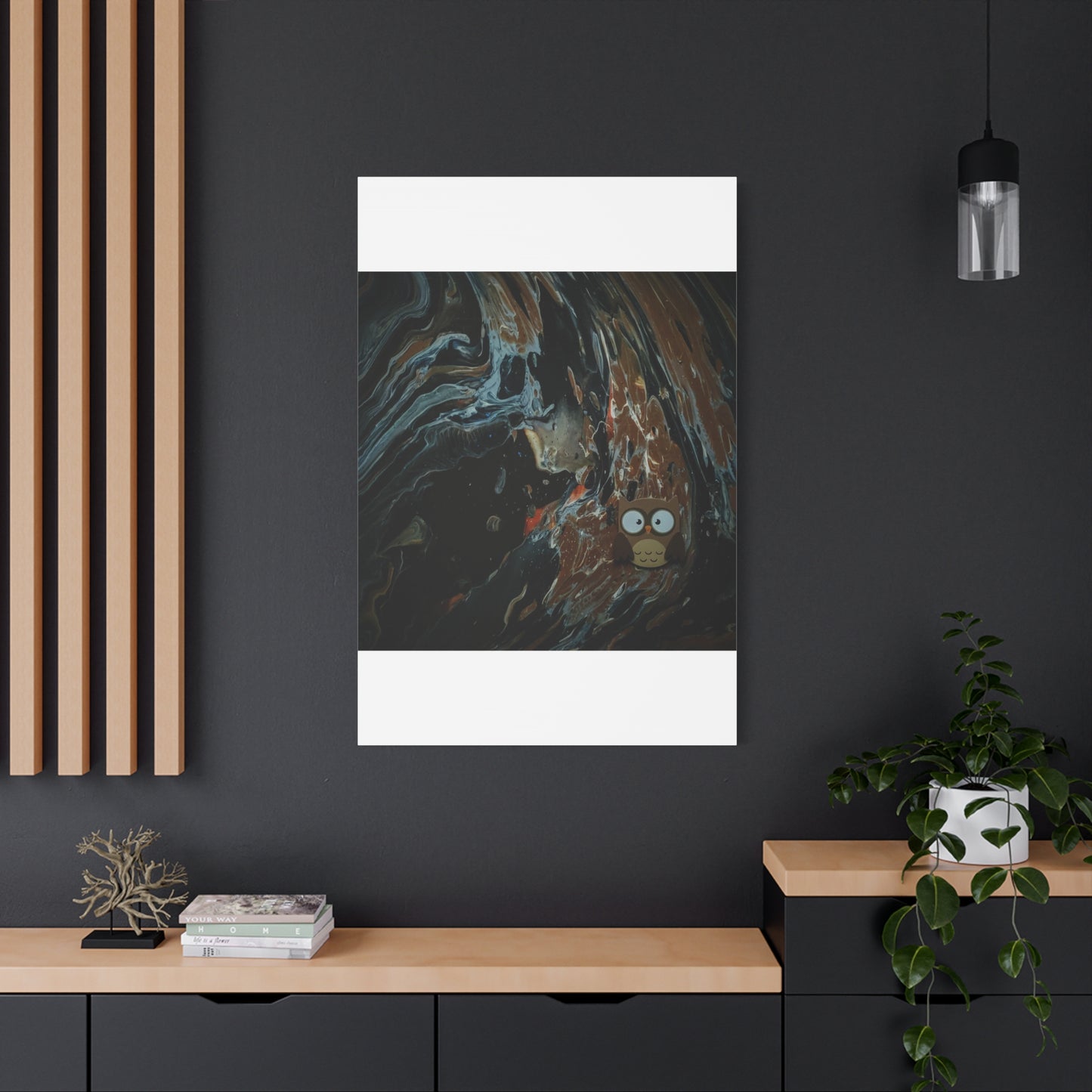 Abstract Swirl Owl Matte Canvas Print