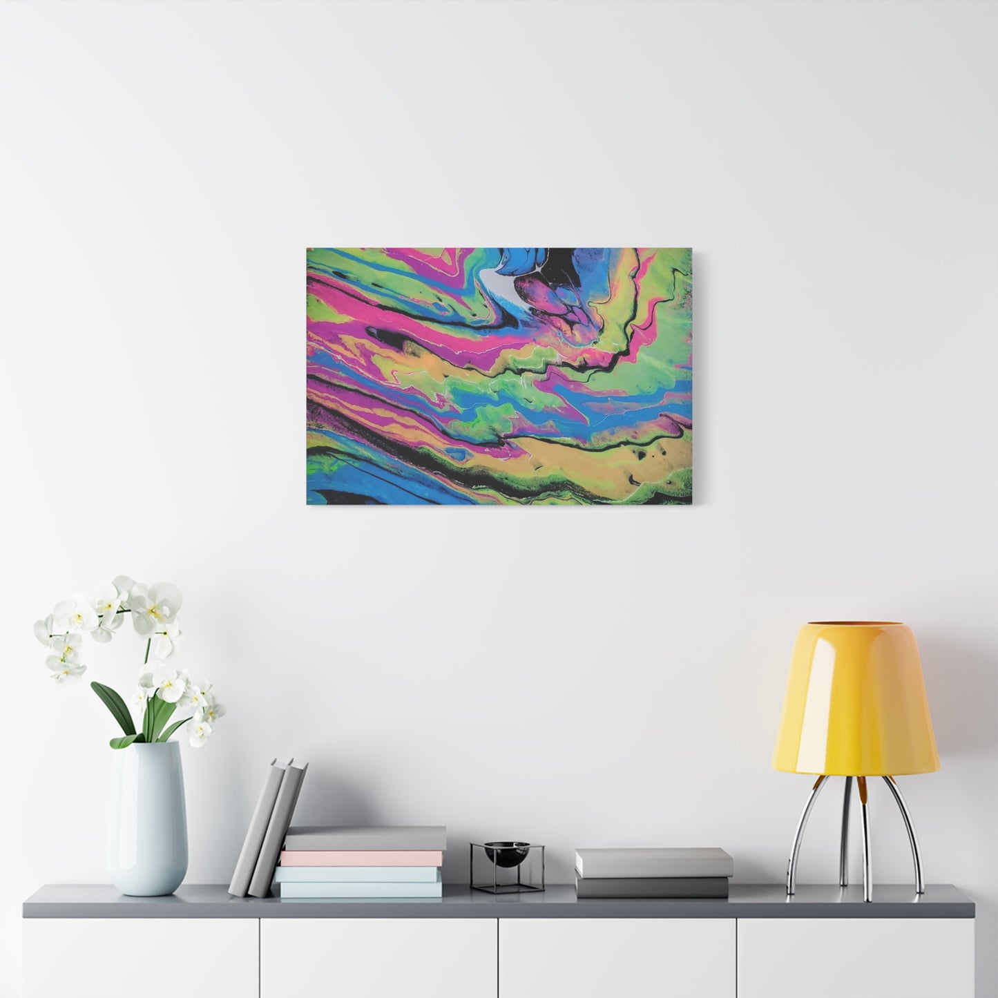 Abstract Neon Fluid Art Canvas Print — Vibrant Psychedelic Wall Decor