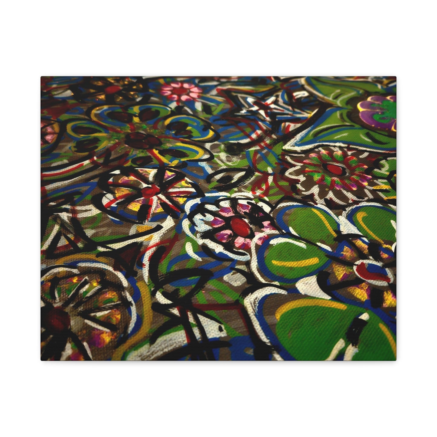 Urban_Gardening - Abstract Floral Canvas Print — Colorful Street-Art Style Stretched Wall Art