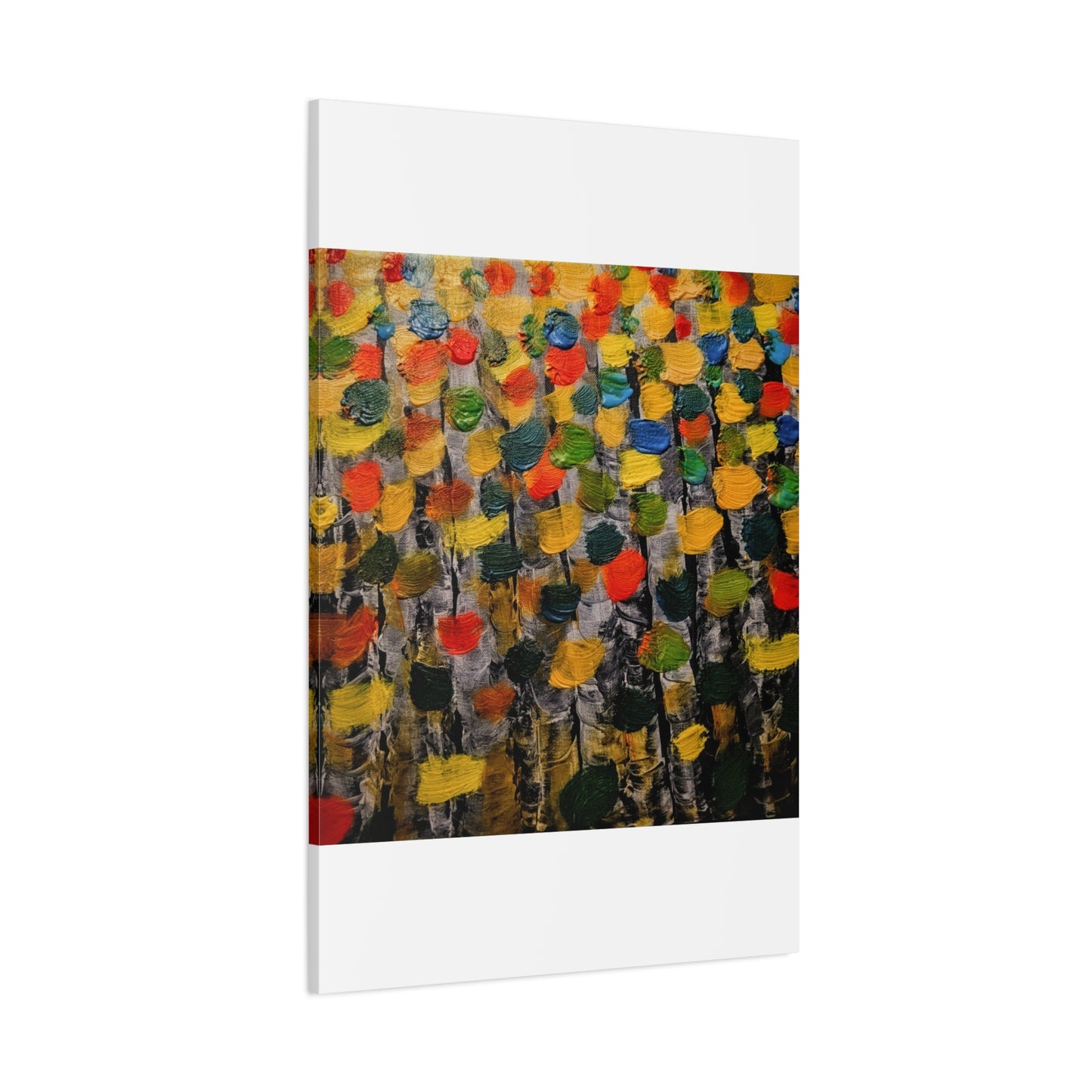 birch trees with color strokes - Abstract Color Bloom Matte Canvas Wall Art — Stretched 1.25"