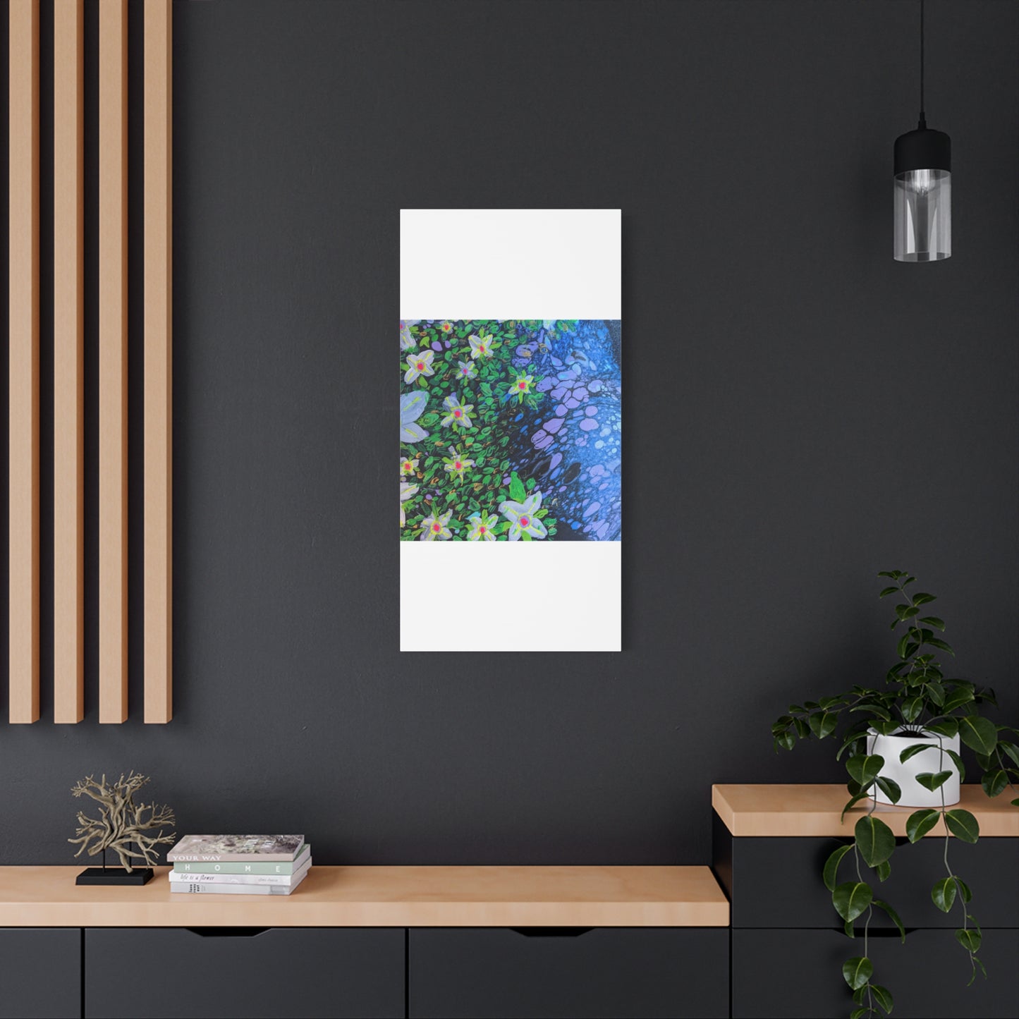 Floetrol&Flowers -  Reef Matte Canvas Wall Art — Blue & Green Abstract Flower Painting