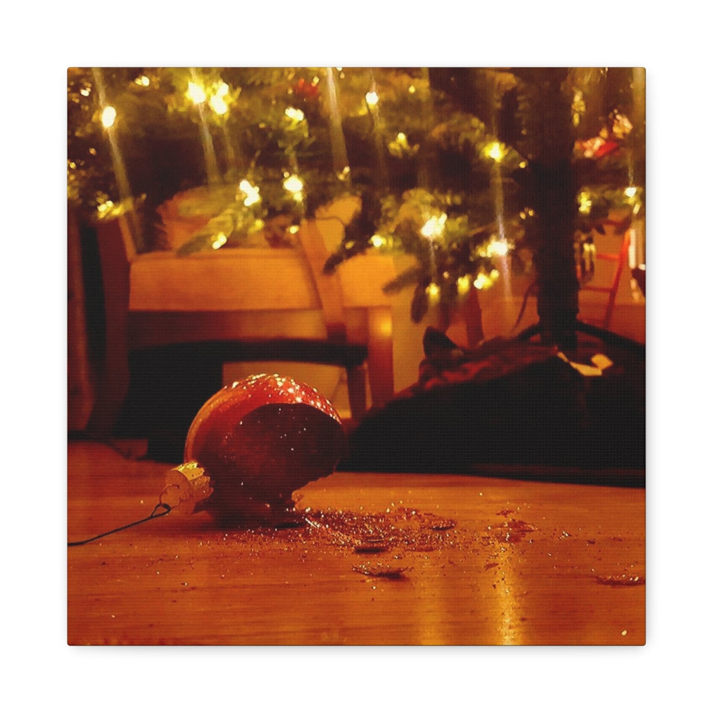 Christmas Tree Ornament Photo Canvas – Cozy Holiday Still Life Wall Art