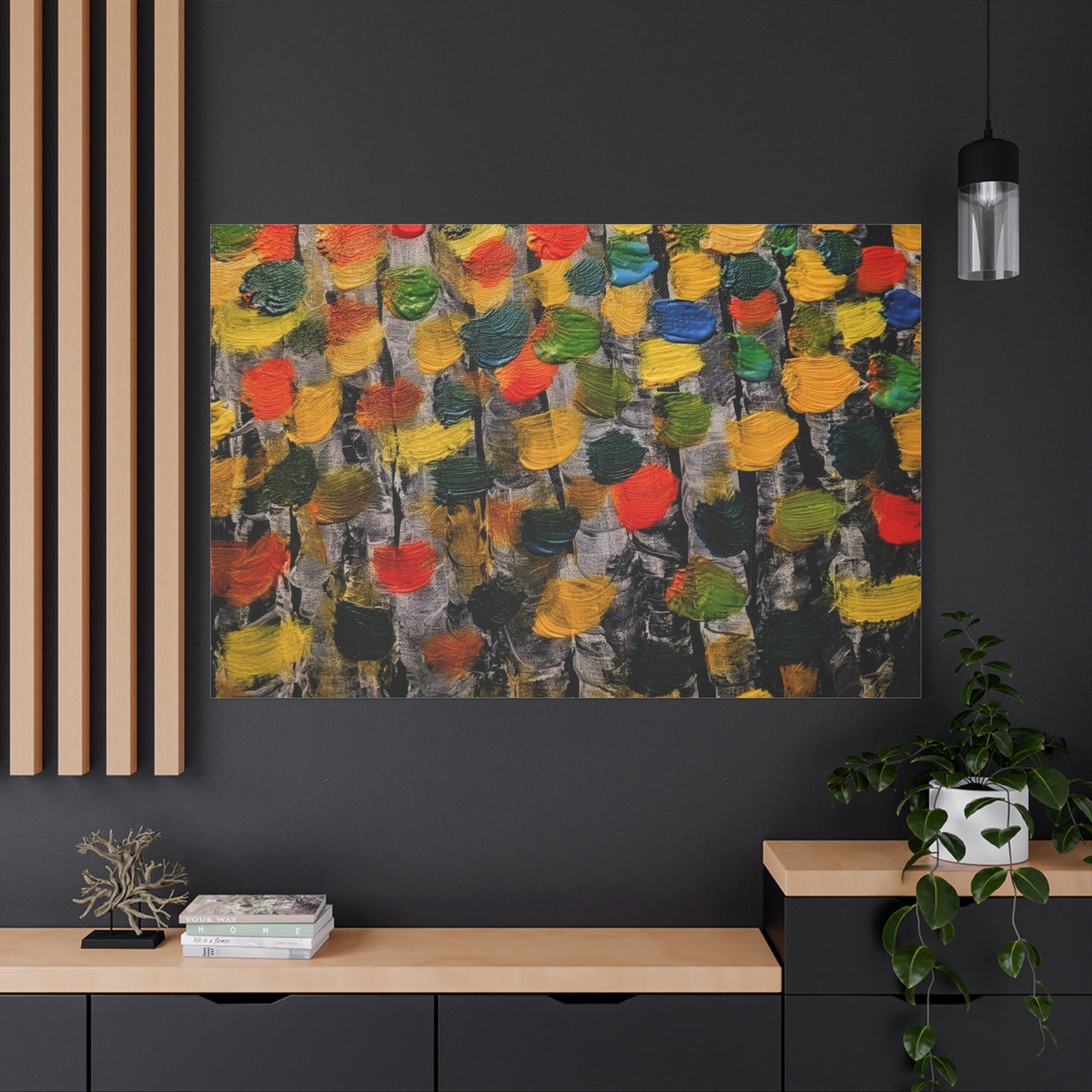 birch trees with color strokes - Abstract Color Bloom Matte Canvas Wall Art — Stretched 1.25"