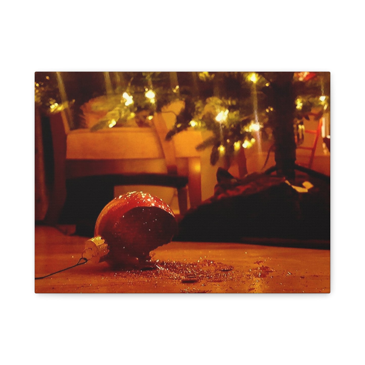 Christmas Tree Ornament Photo Canvas – Cozy Holiday Still Life Wall Art