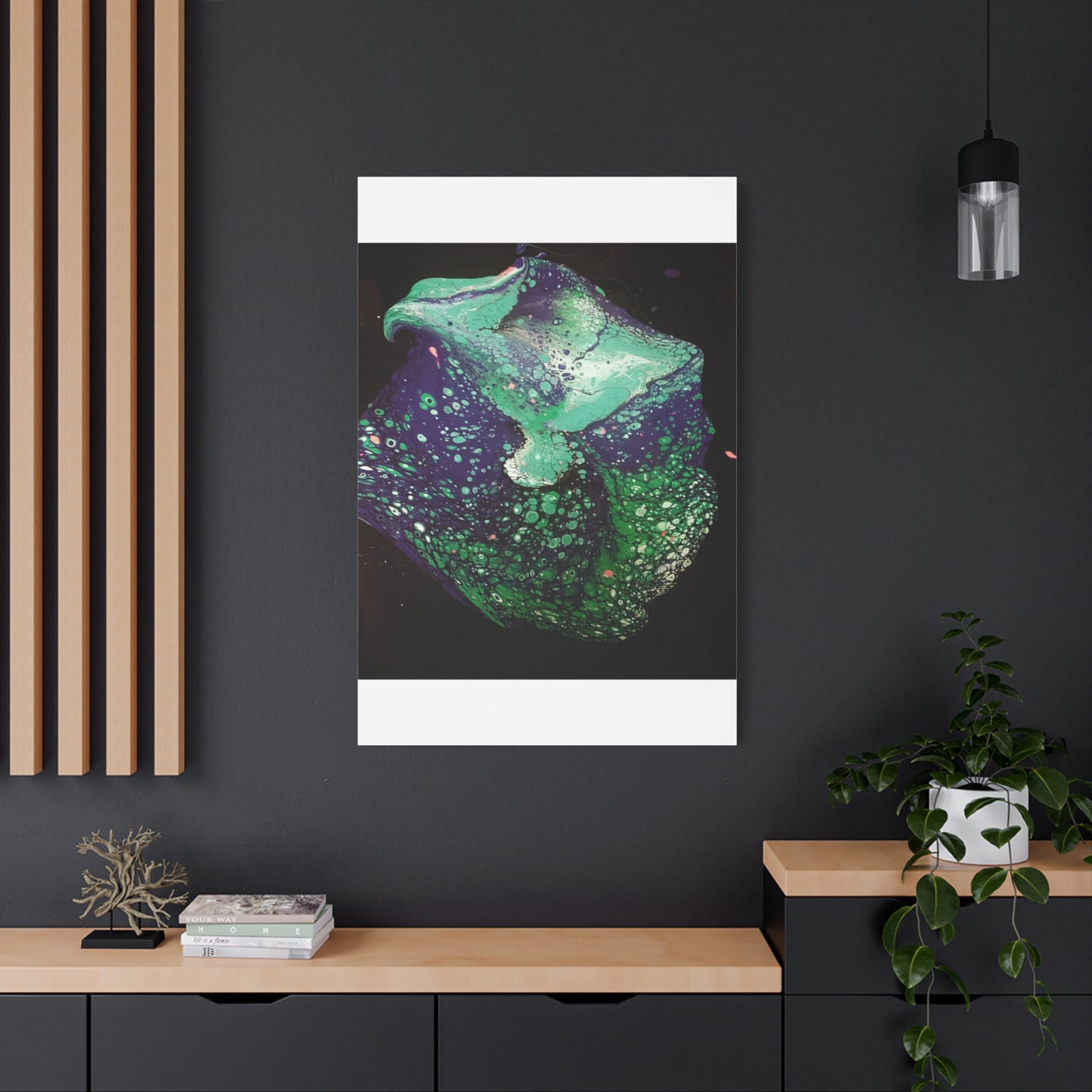 Abstract Green & Teal Fluid Art Canvas Print - Matte Stretched Wall Art