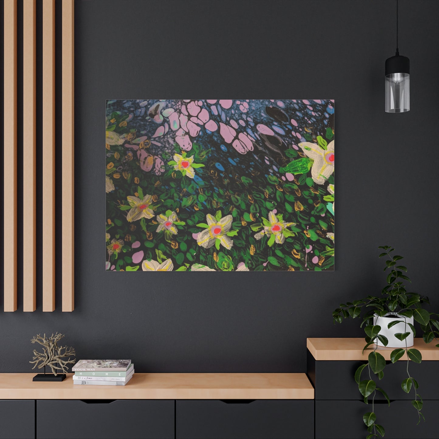 Floetrol&Flowers - Night Pour Garden Matte Canvas Print — Stretched Wall Art