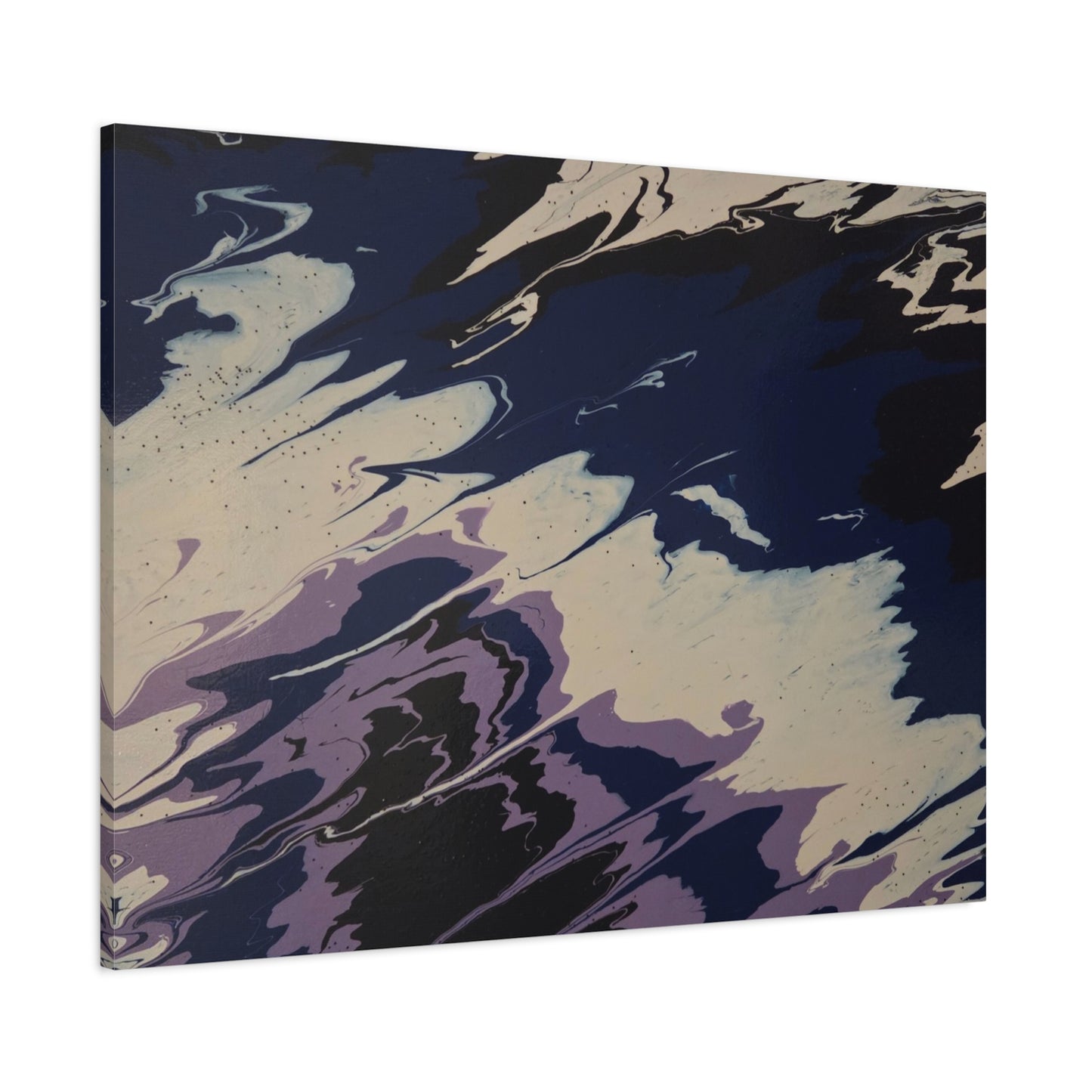 Abstract Navy & Lavender Wave Matte Stretched Canvas (1.25")