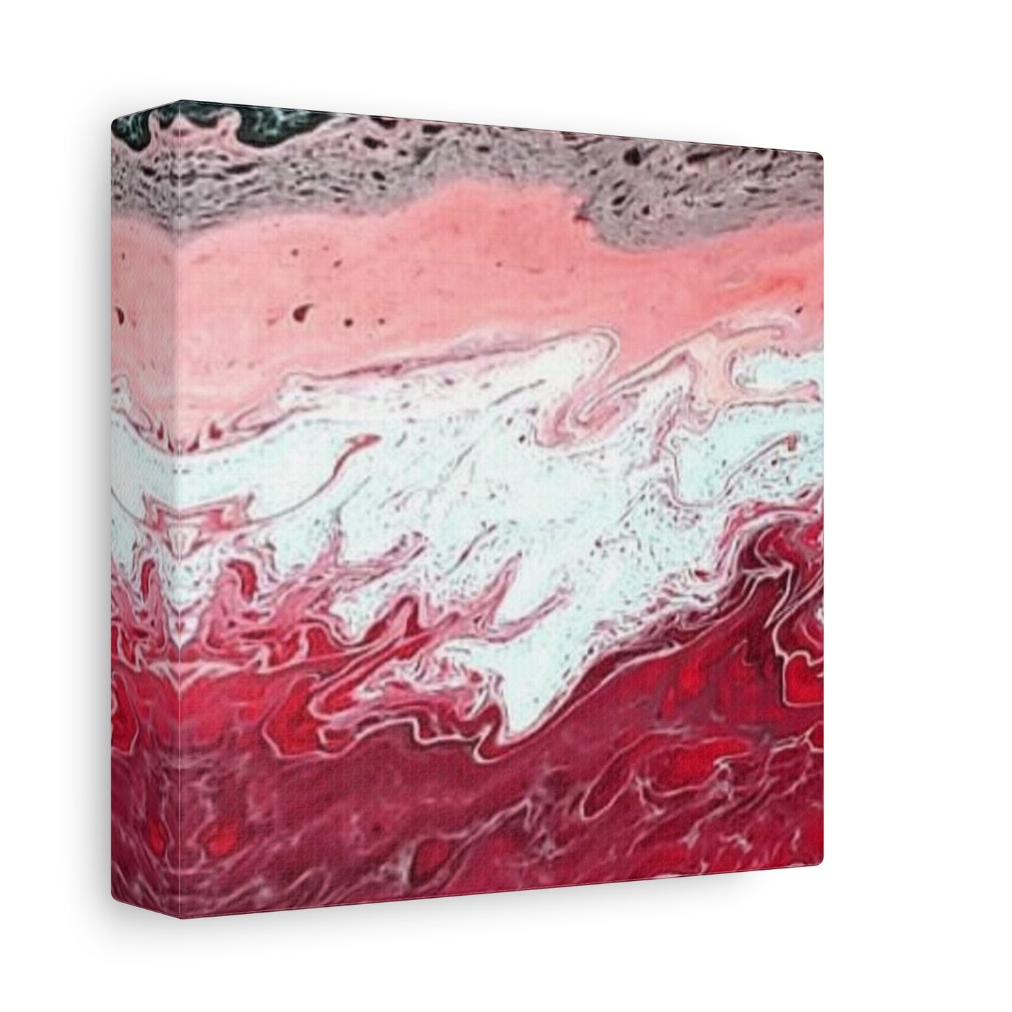 Abstract Pink & Red Fluid Art Canvas — Matte Stretched Wall Art