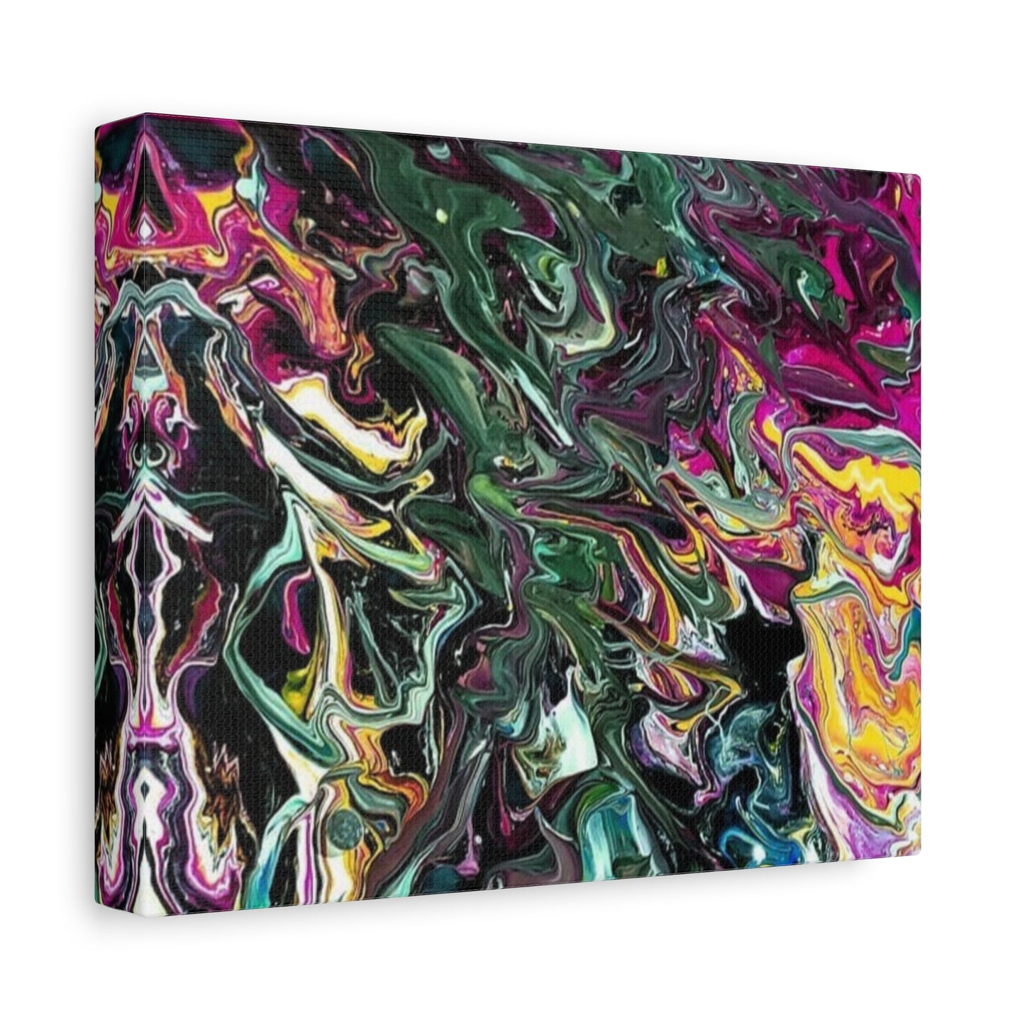 chaos in the garden - Abstract Fluid Art Matte Canvas Print - Colorful Swirl Wall Art