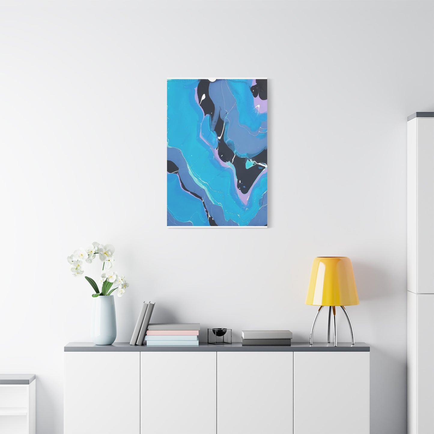 Abstract Blue Fluid Art Canvas Print — Matte Stretched Wall Art 1.25"