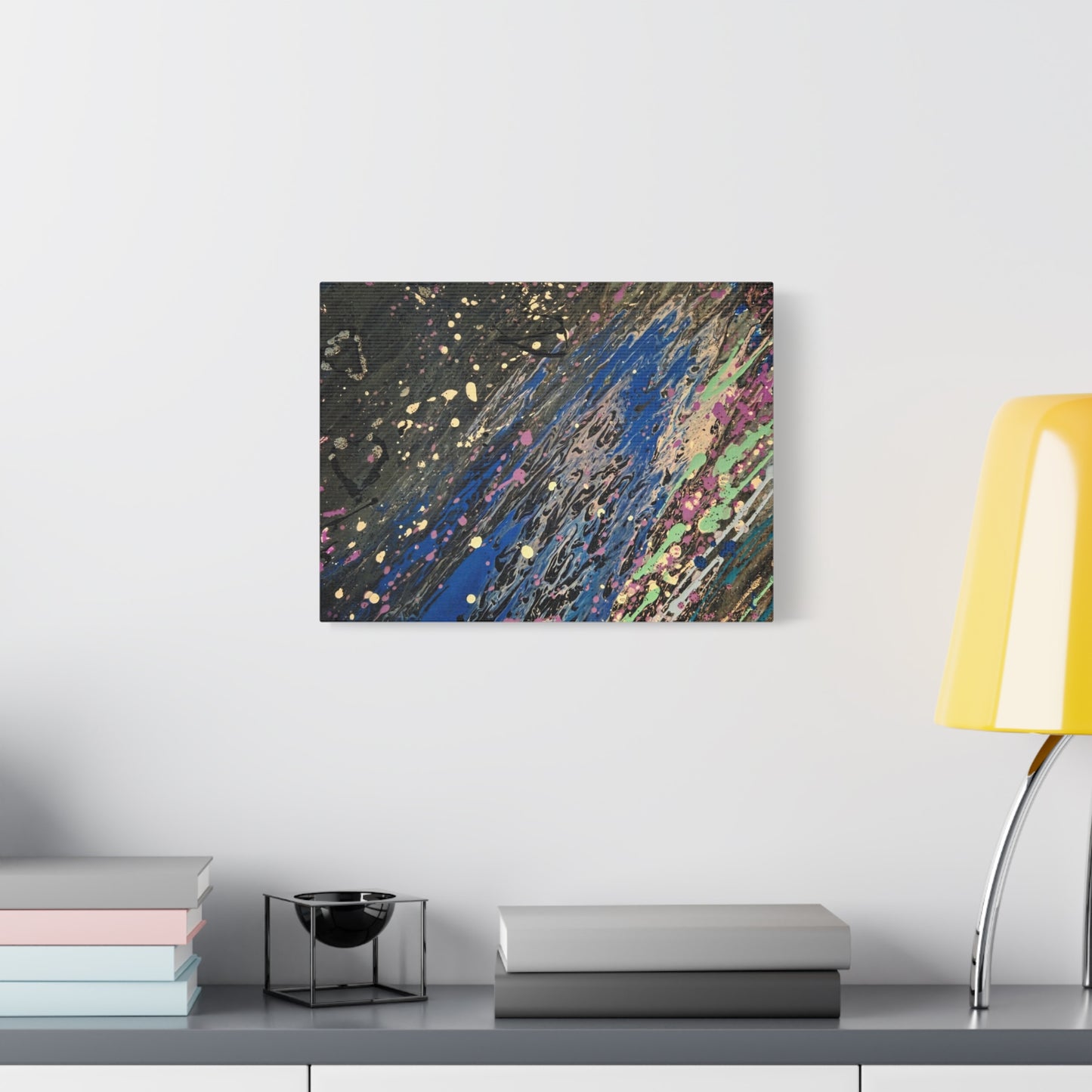 Abstract Splatter Matte Canvas Print — Colorful Fluid Art Wall Decor, Stretched 1.25"