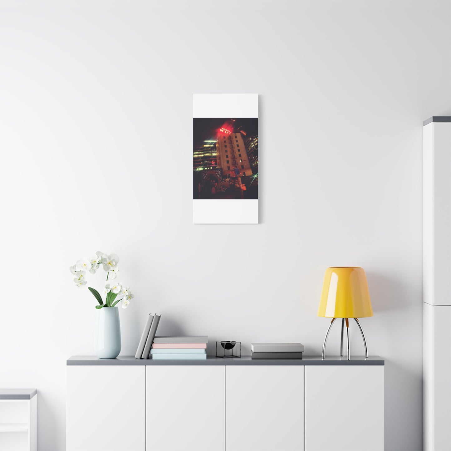 Hotel DeAnza - City Nightscape Canvas Print — Urban Street Art Building Matte Stretched 1.25"